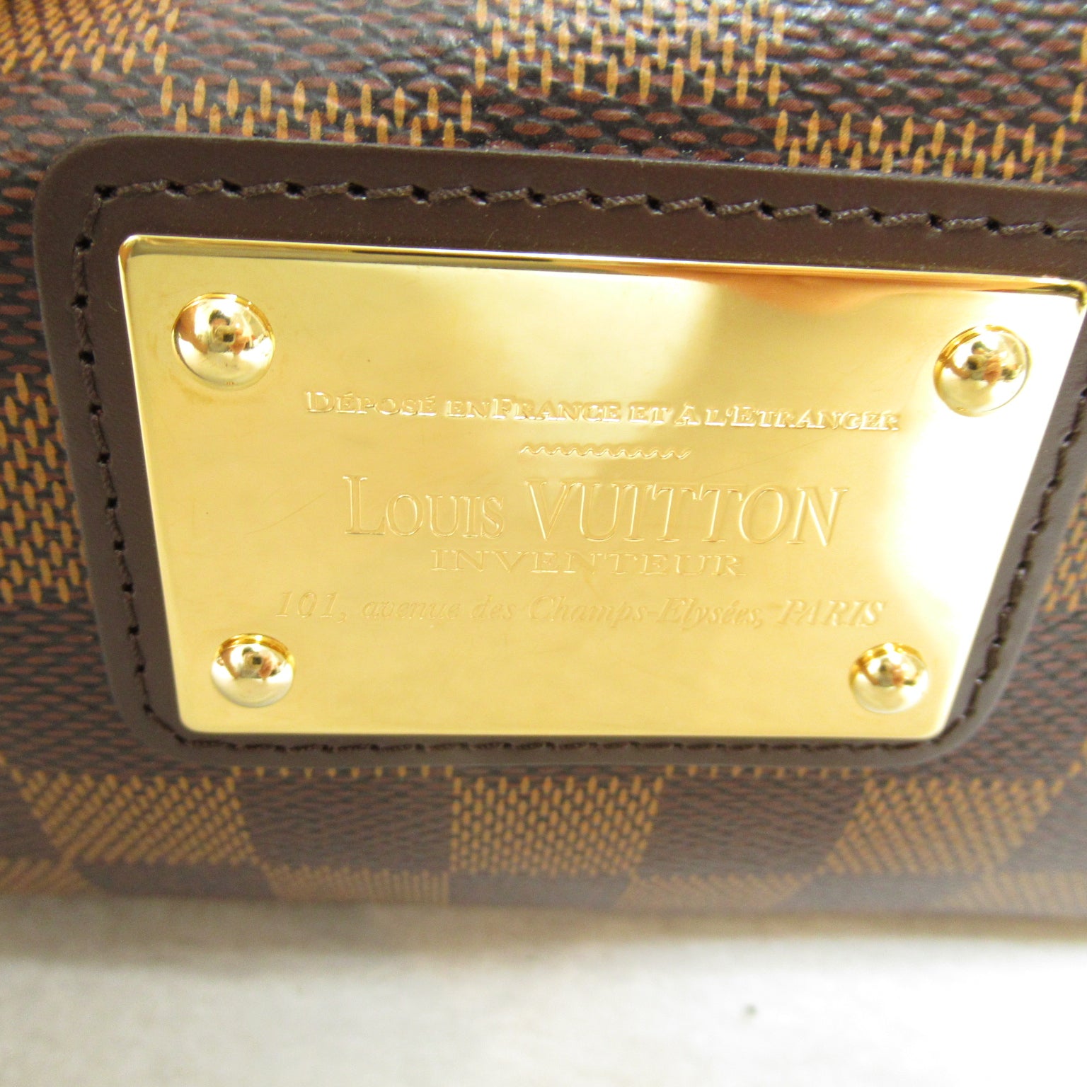 LOUIS VUITTON Damier Eva金扣手挽肩背兩用袋啡色
