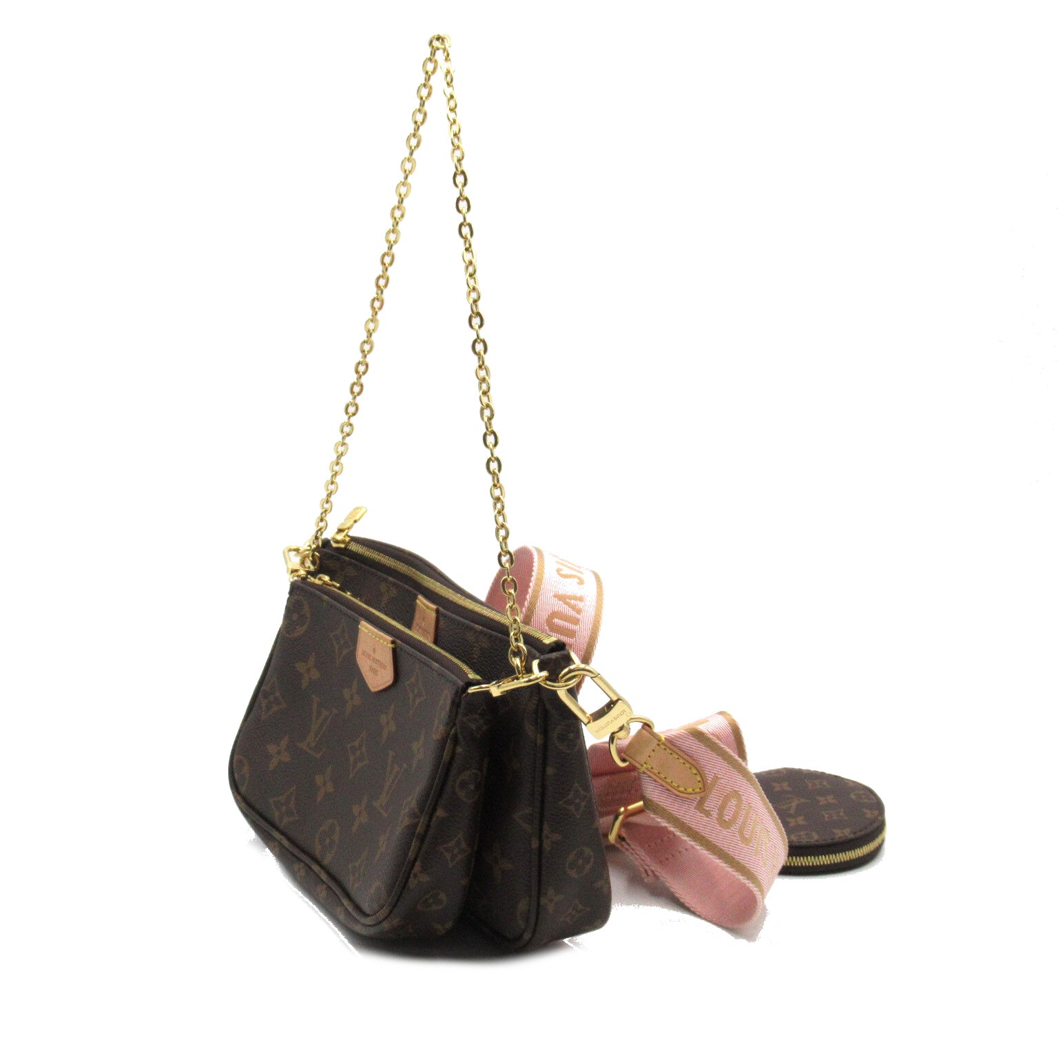 LOUIS VUITTON Monogram Multi Pochette Accessories手挽肩背兩用袋粉紅色/Multi Pochette Accessories