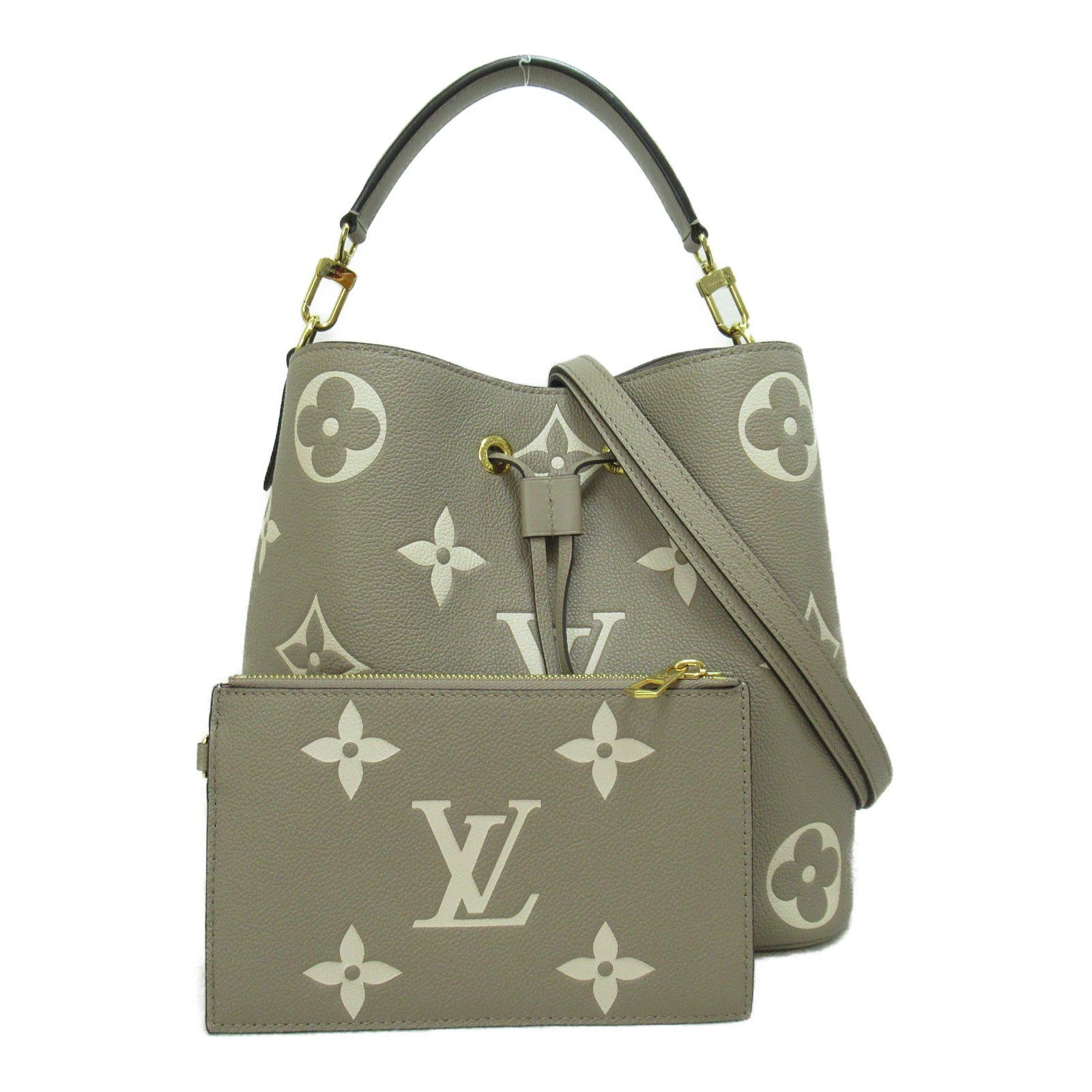 LOUIS VUITTON Monogram Empreinte NeoNoe MM手挽肩背兩用袋米色