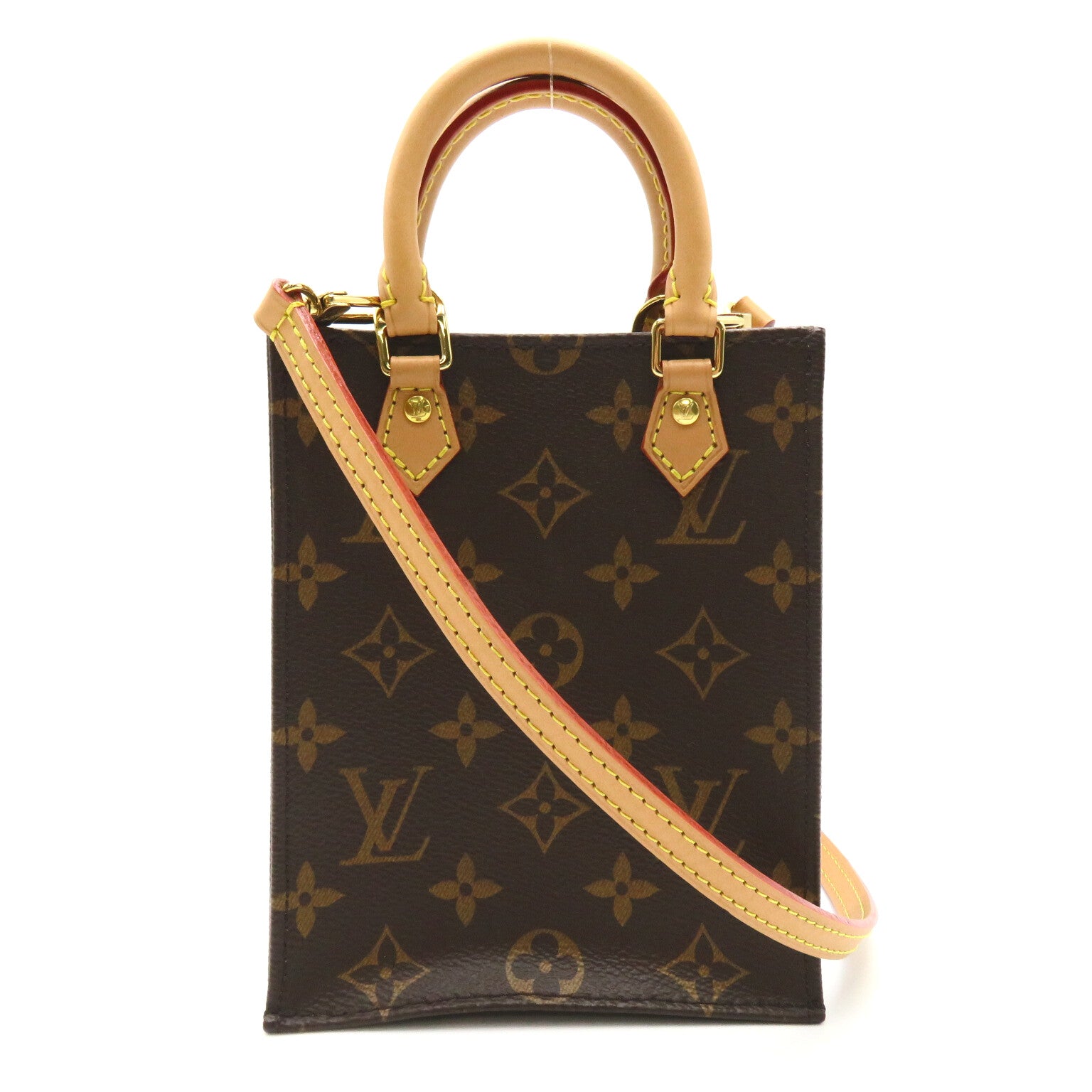 LOUIS VUITTON Monogram Petit Sac Plat手挽肩背兩用袋啡色