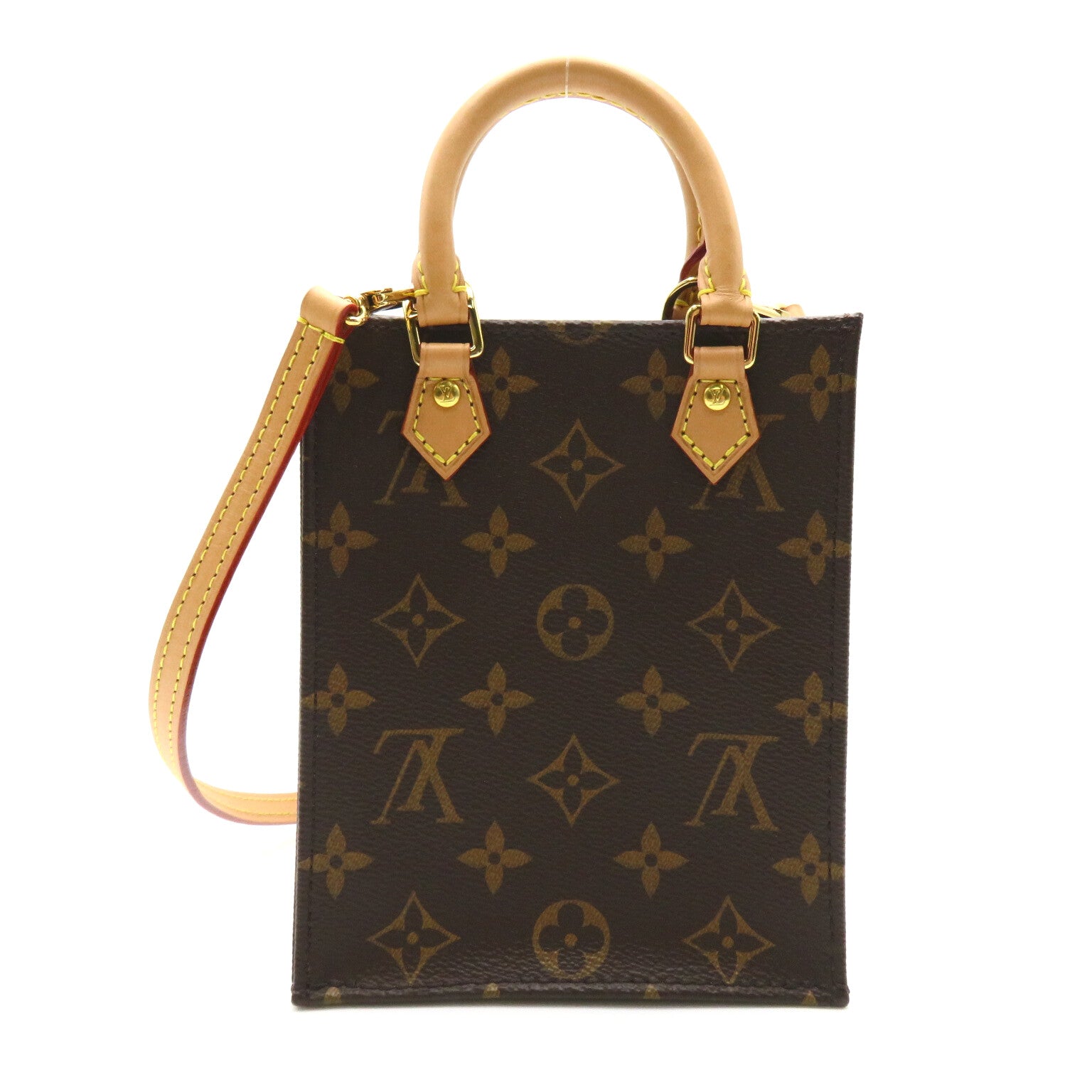 LOUIS VUITTON Monogram Petit Sac Plat手挽肩背兩用袋啡色