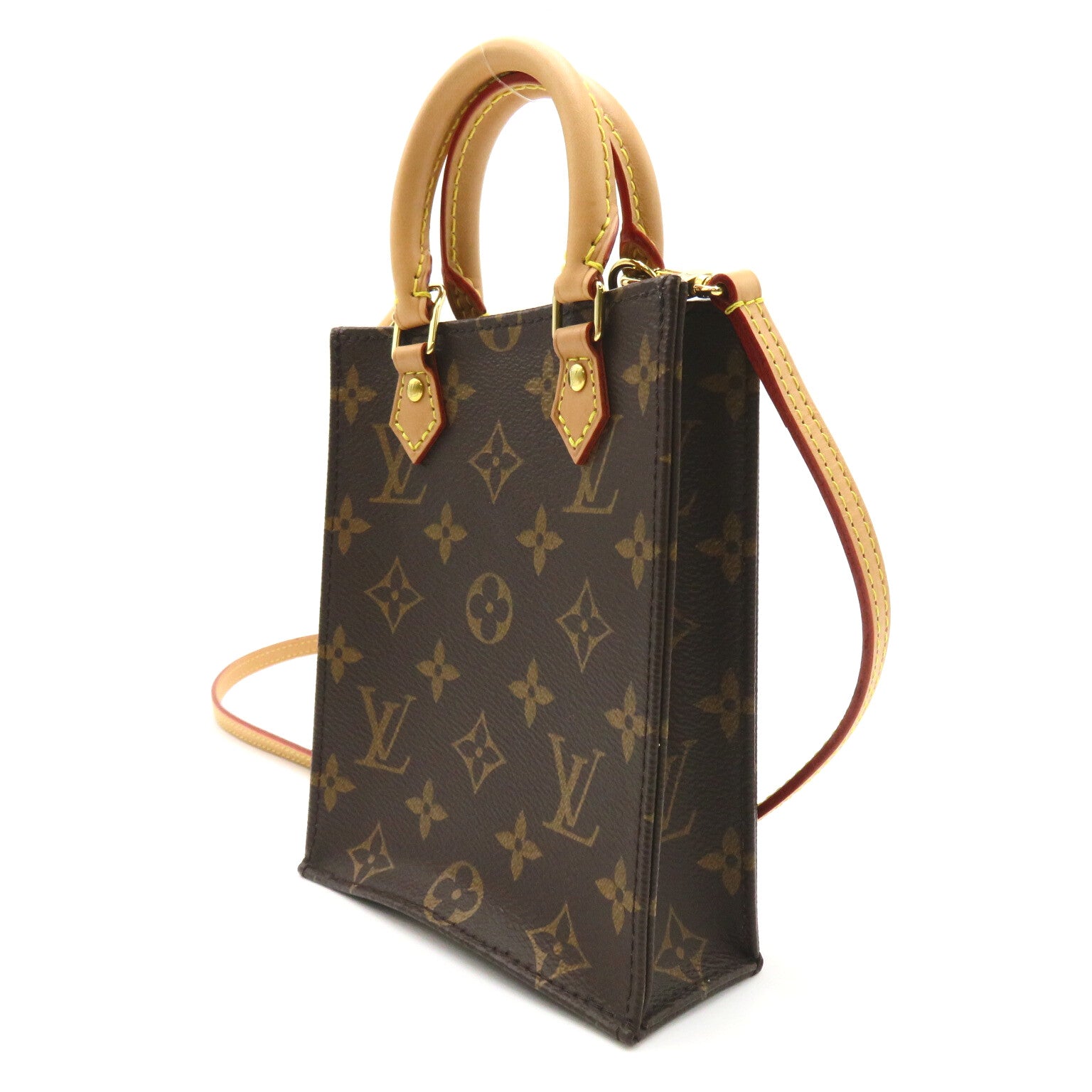 LOUIS VUITTON Monogram Petit Sac Plat手挽肩背兩用袋啡色