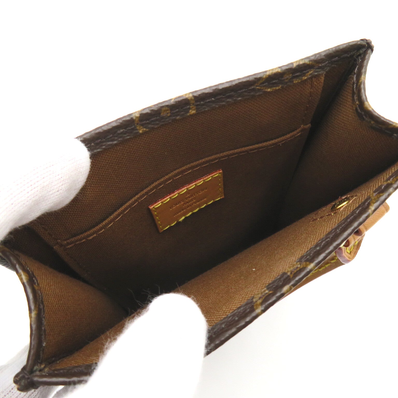 LOUIS VUITTON Monogram Petit Sac Plat手挽肩背兩用袋啡色