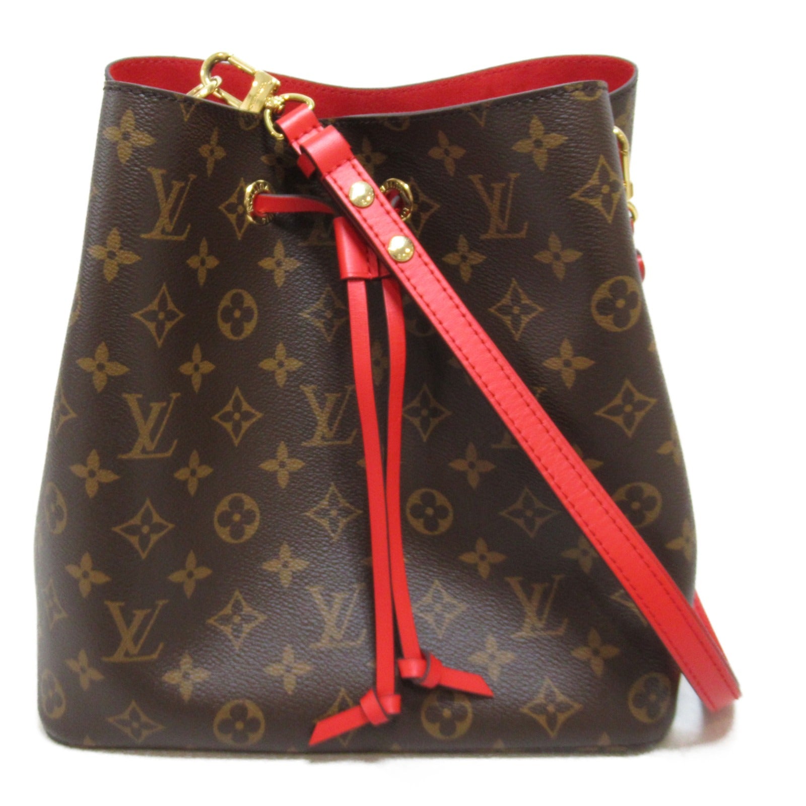 LOUIS VUITTON Monogram NeoNoe MM肩背袋Coquelicot啡色/紅色