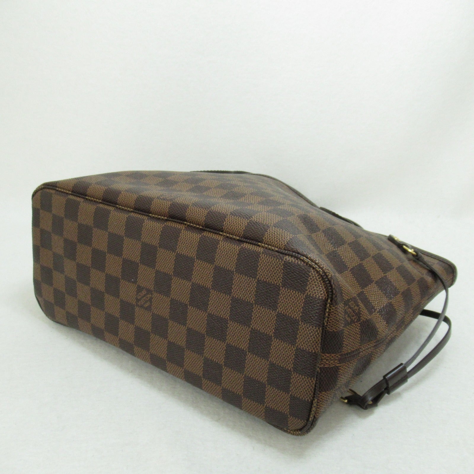 LOUIS VUITTON Damier Neverfull PM金扣手挽袋棕色