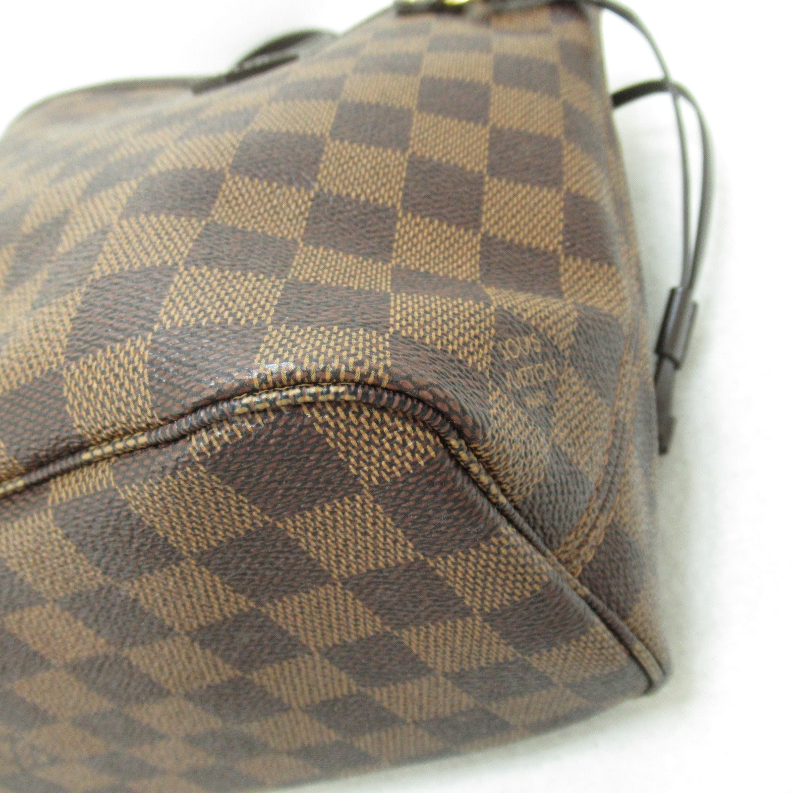 LOUIS VUITTON Damier Neverfull PM金扣手挽袋棕色
