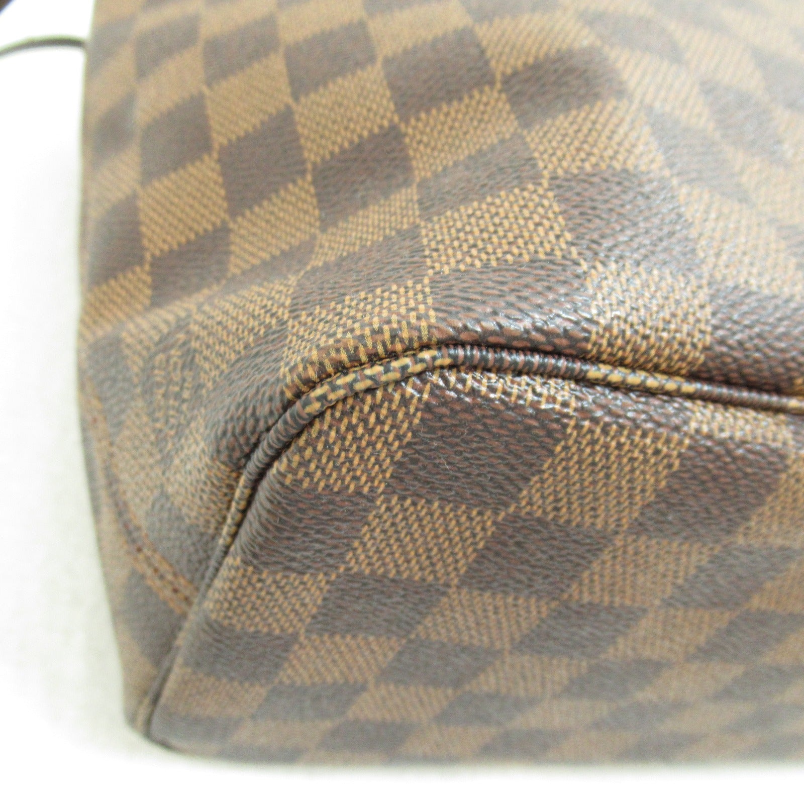 LOUIS VUITTON Damier Neverfull PM金扣手挽袋棕色