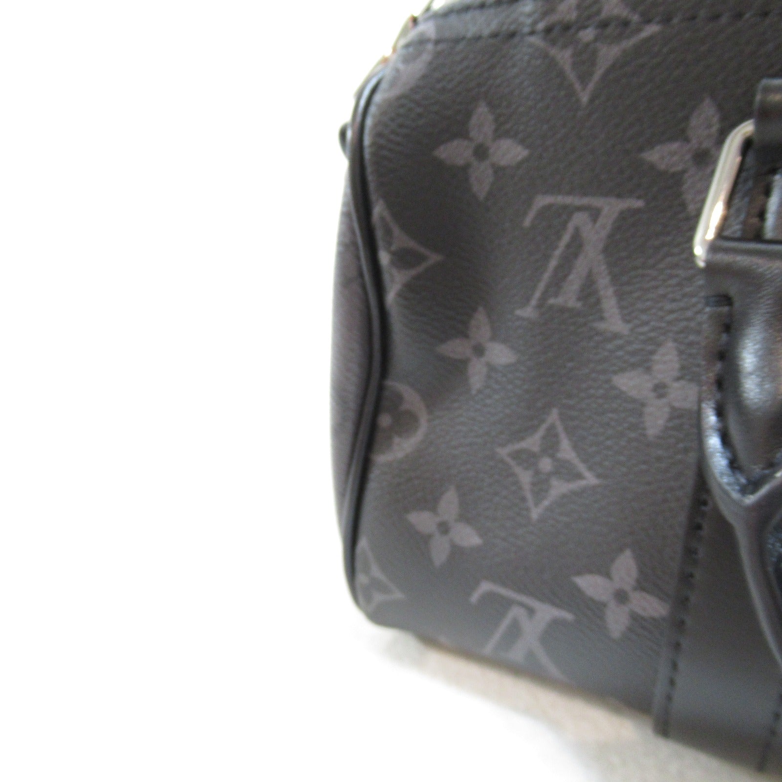 LOUIS VUITTON Monogram Eclipse Keepall Bandouliere 25銀扣手挽肩背兩用袋黑色