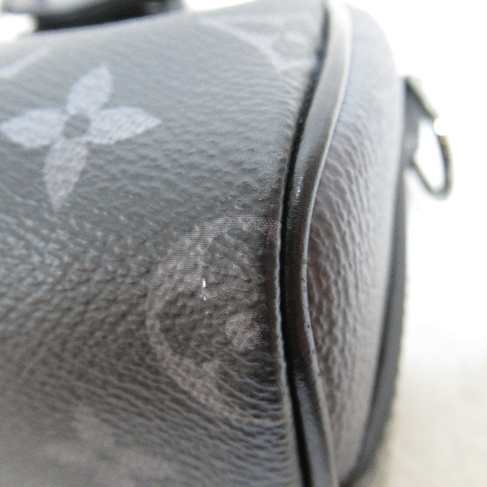 LOUIS VUITTON Monogram Eclipse Keepall Bandouliere 25銀扣手挽肩背兩用袋黑色