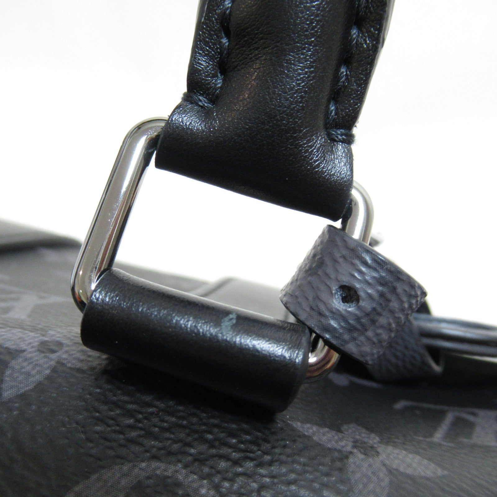 LOUIS VUITTON Monogram Eclipse Keepall Bandouliere 25銀扣手挽肩背兩用袋黑色