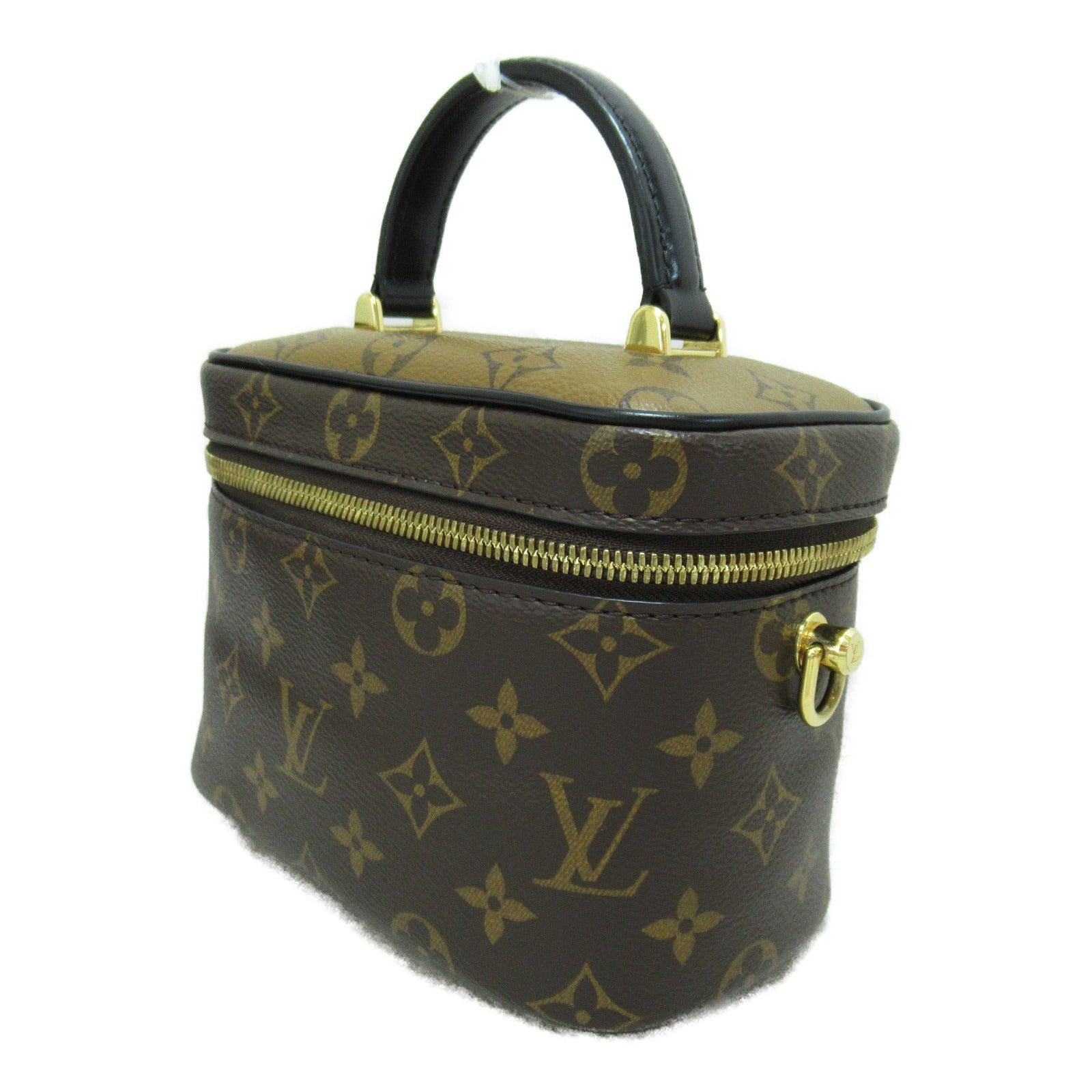 LOUIS VUITTON Monogram Reverse Vanity PM金扣手挽肩背兩用袋啡色
