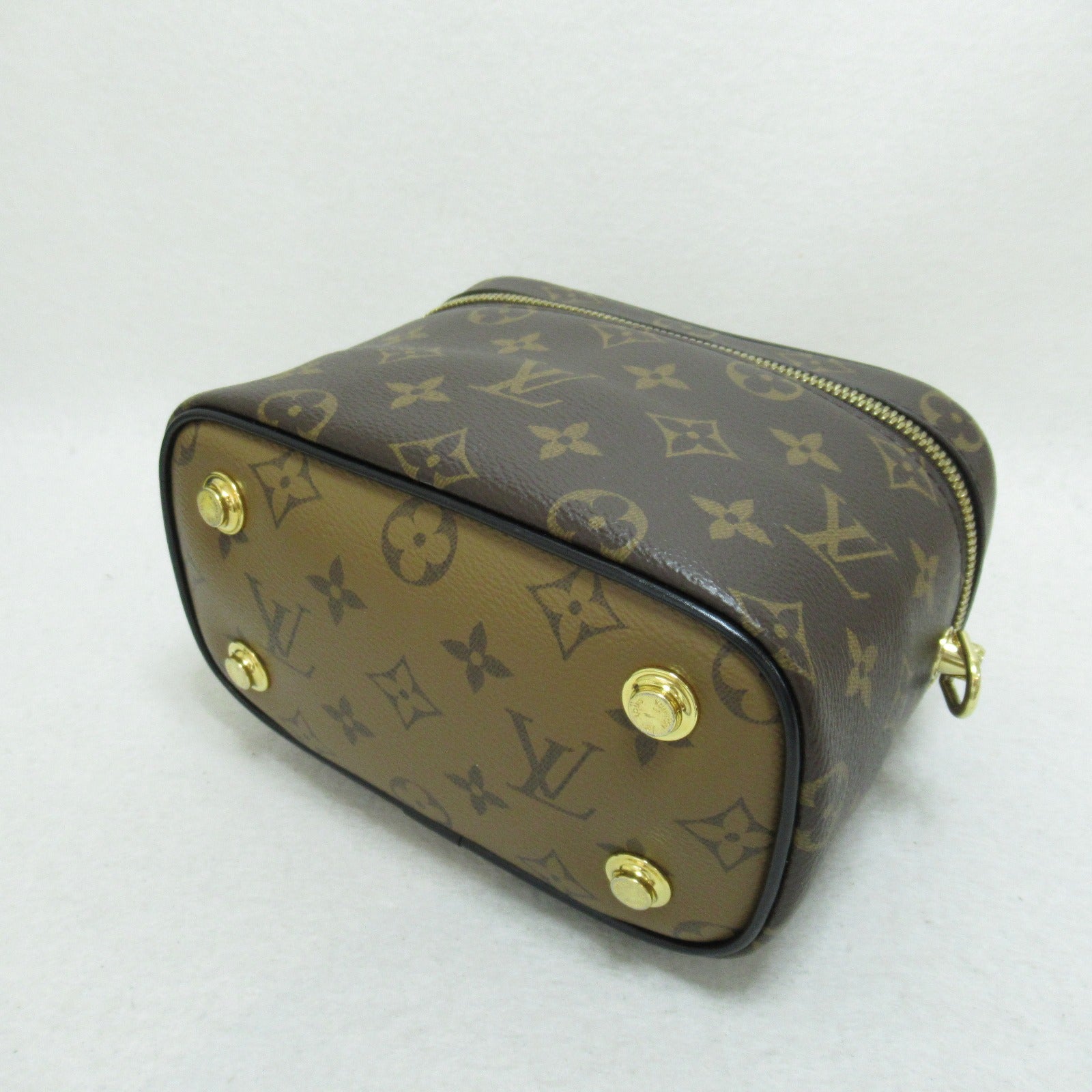 LOUIS VUITTON Monogram Reverse Vanity PM金扣手挽肩背兩用袋啡色