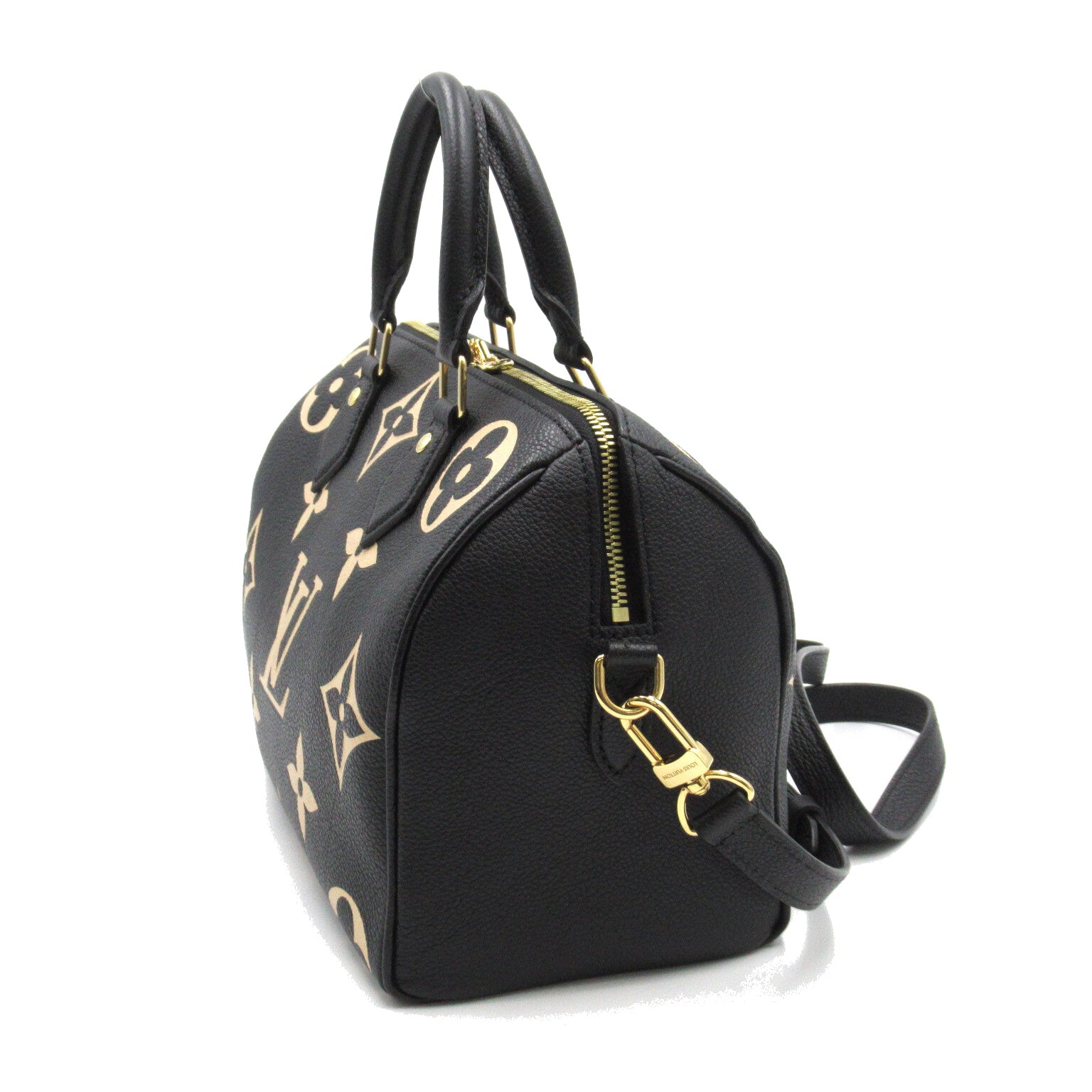 LOUIS VUITTON Monogram Empreinte Speedy Bandouliere 25手挽肩背兩用袋黑色/米色