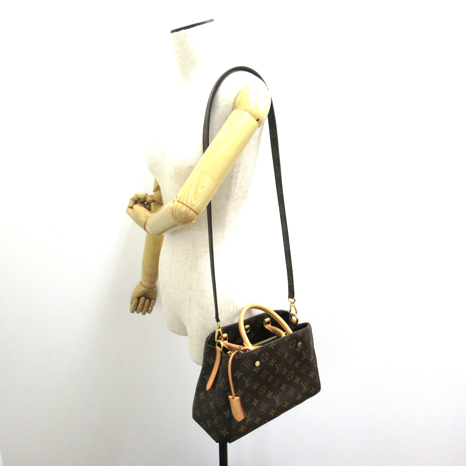 LOUIS VUITTON Monogram Montaigne BB手挽肩背兩用袋啡色