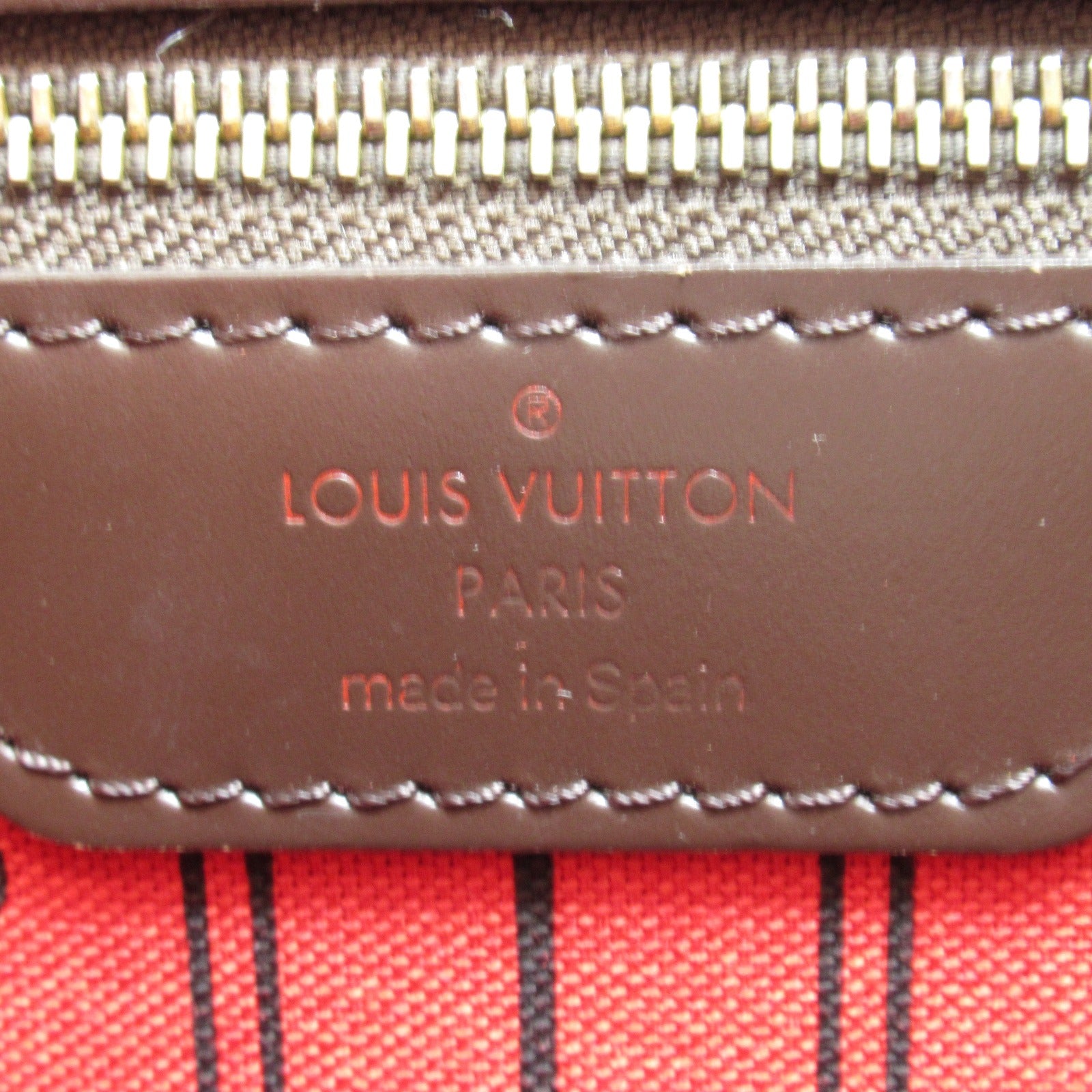 LOUIS VUITTON Damier Neverfull MM金扣手挽袋啡色