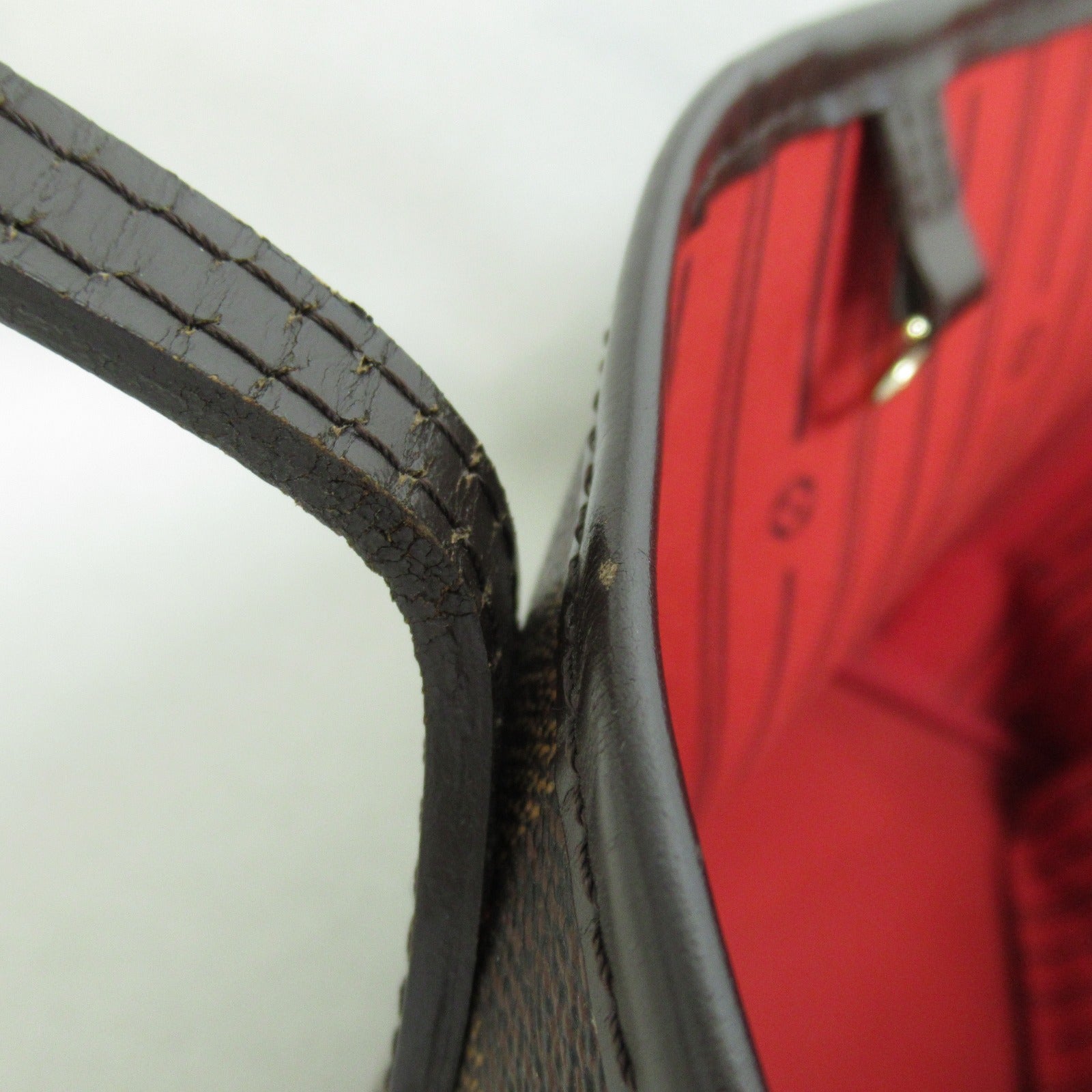 LOUIS VUITTON Damier Neverfull MM金扣手挽袋啡色