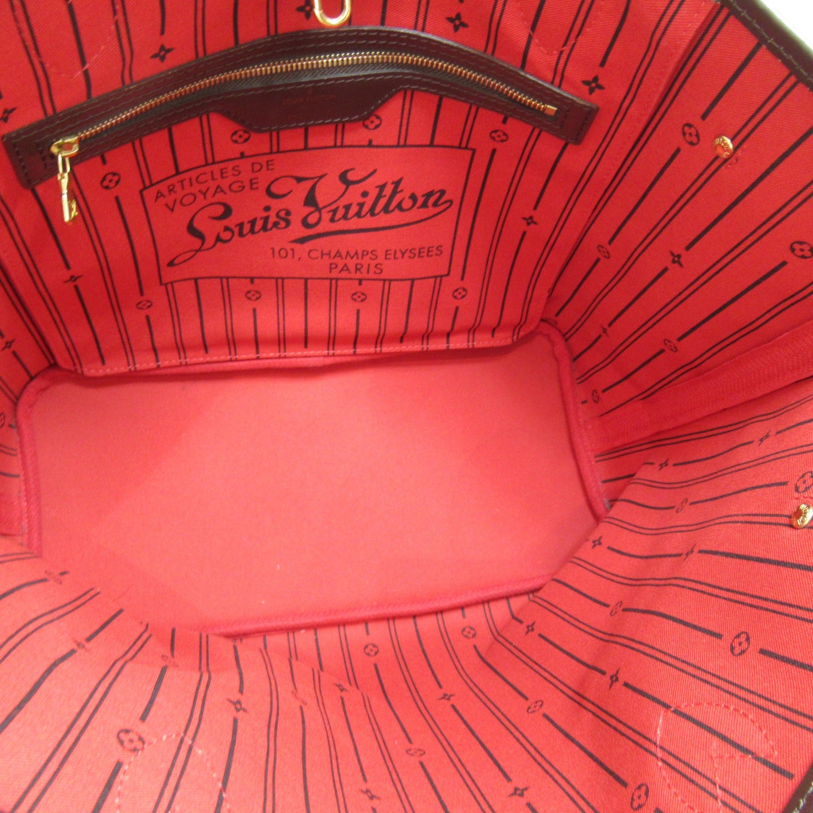 LOUIS VUITTON Damier Neverfull MM金扣手挽袋啡色