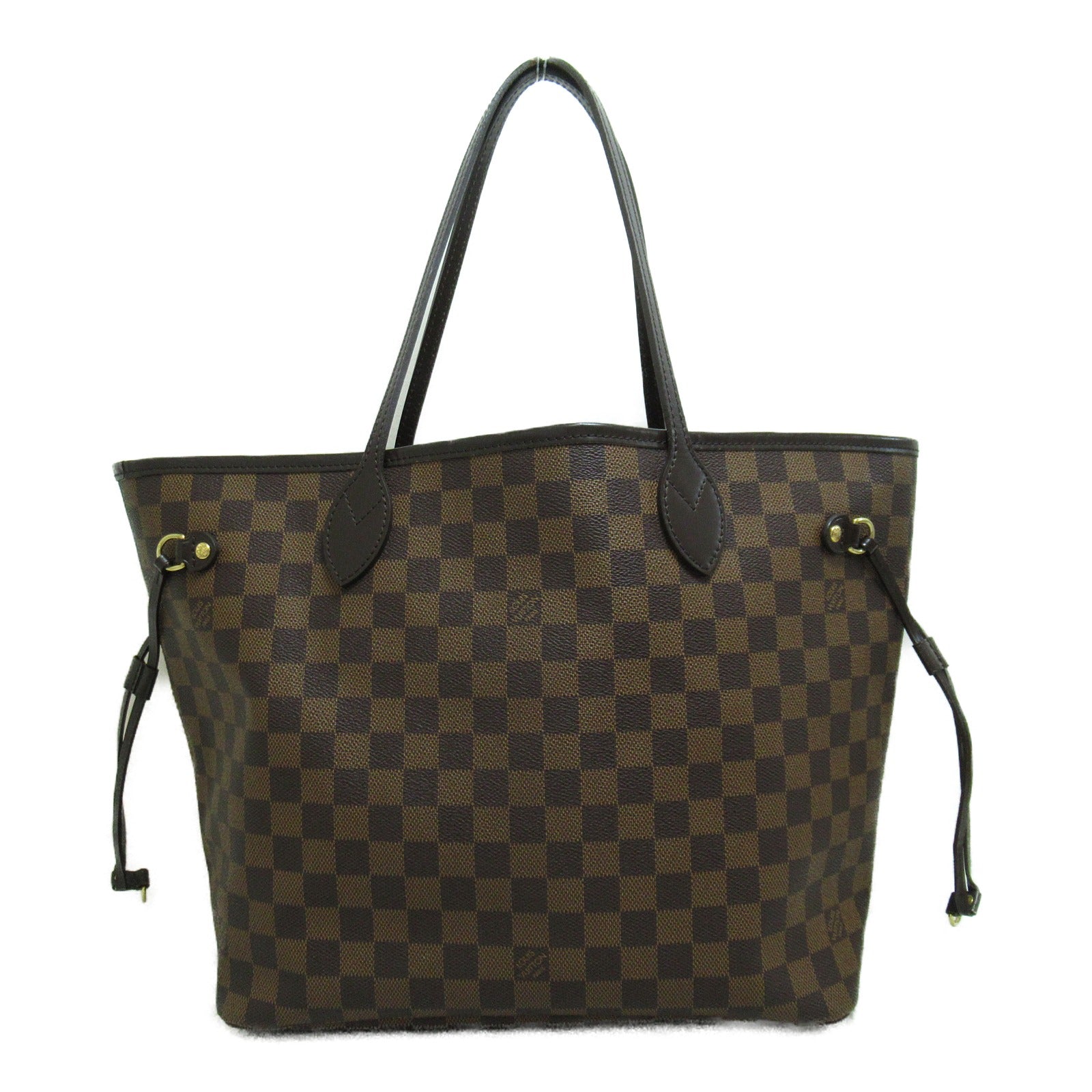 LOUIS VUITTON Damier Neverfull MM金扣手挽袋啡色