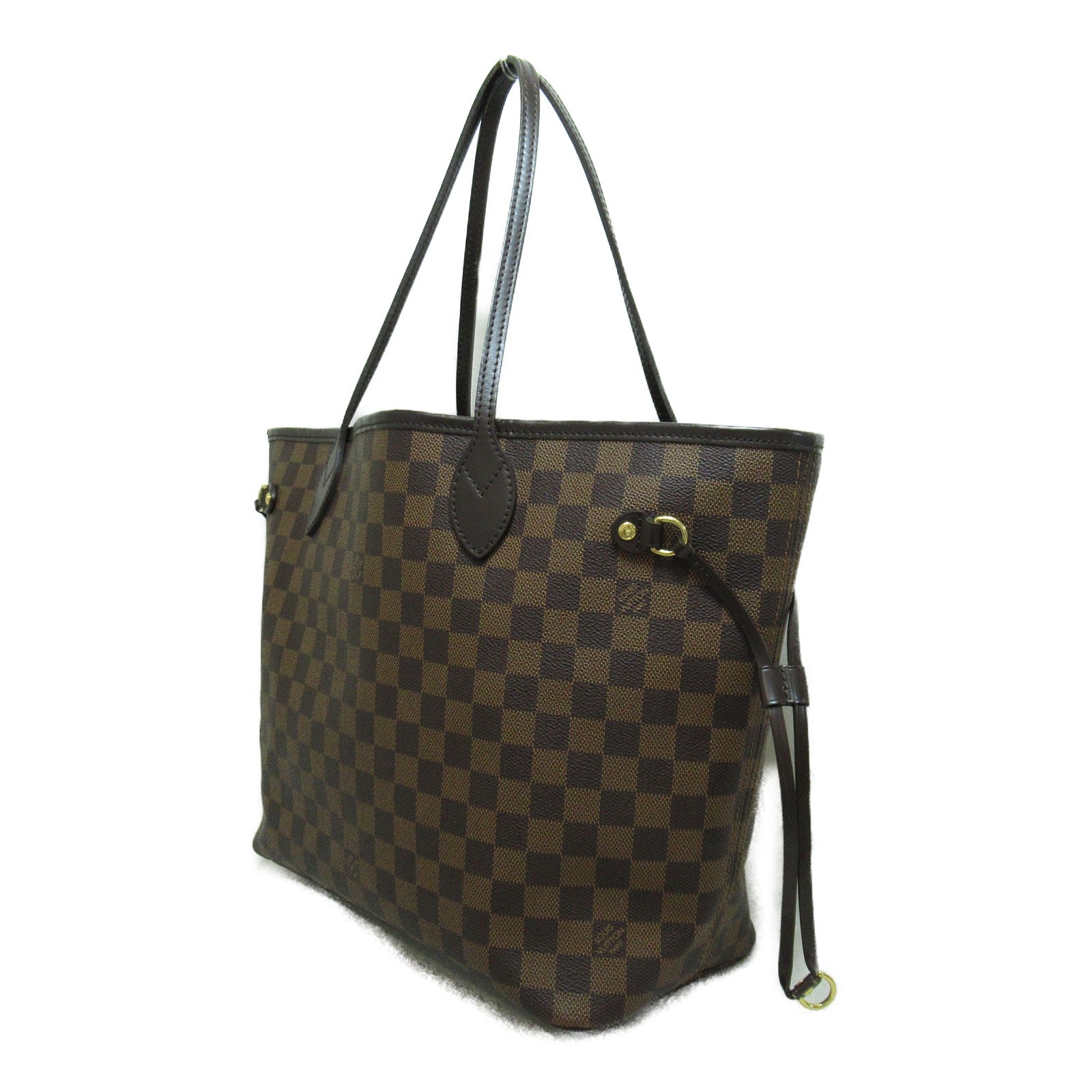 LOUIS VUITTON Damier Neverfull MM金扣手挽袋啡色