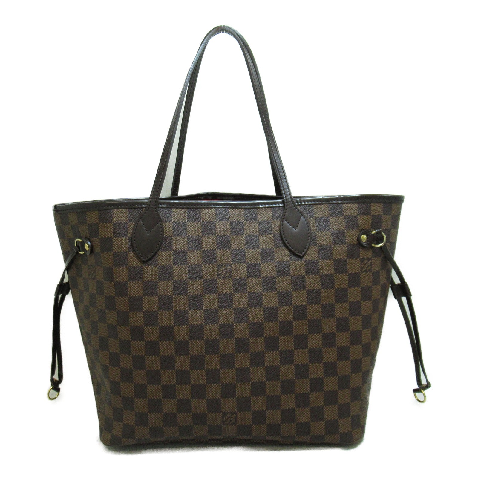 LOUIS VUITTON Damier Neverfull MM金扣手挽袋啡色
