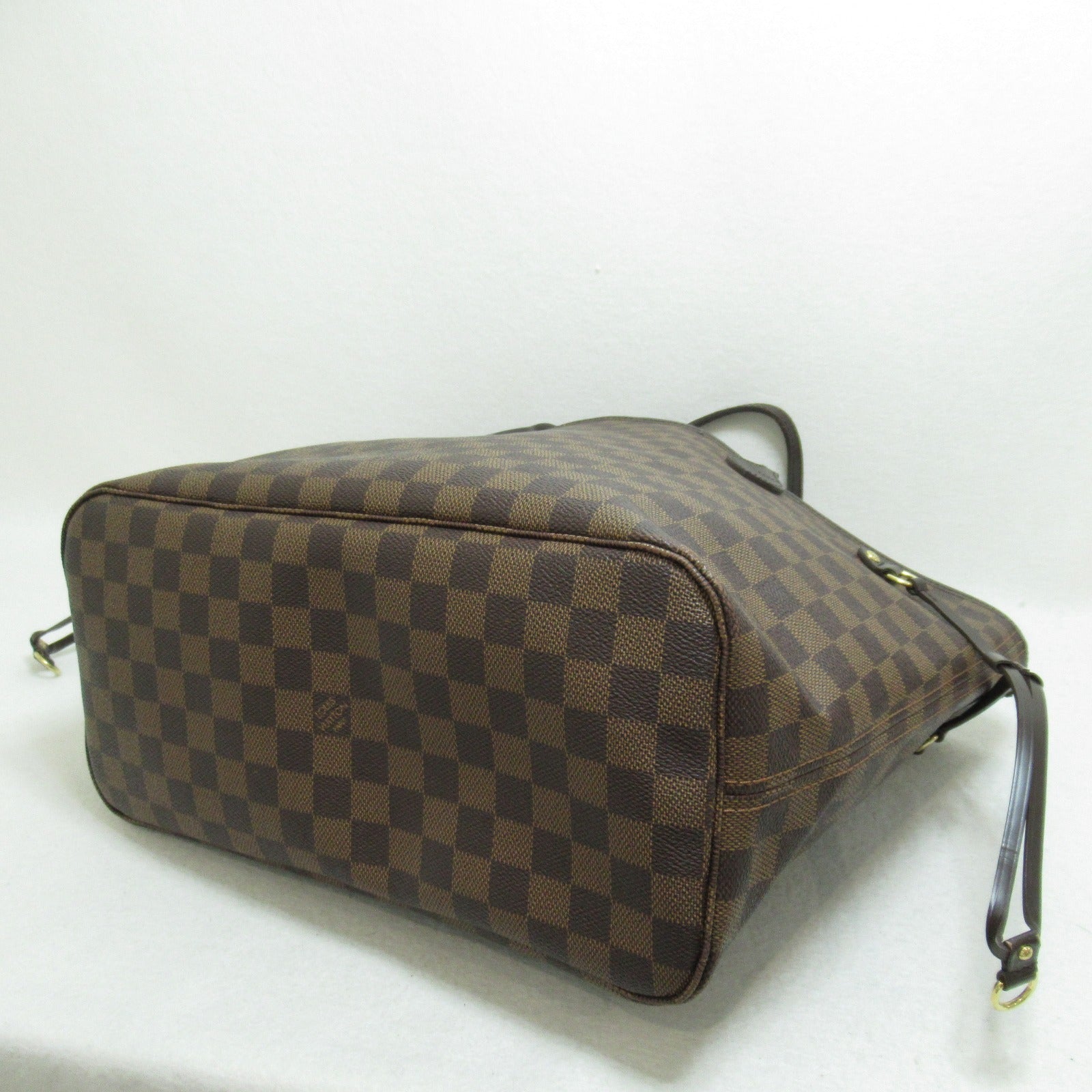 LOUIS VUITTON Damier Neverfull MM金扣手挽袋啡色