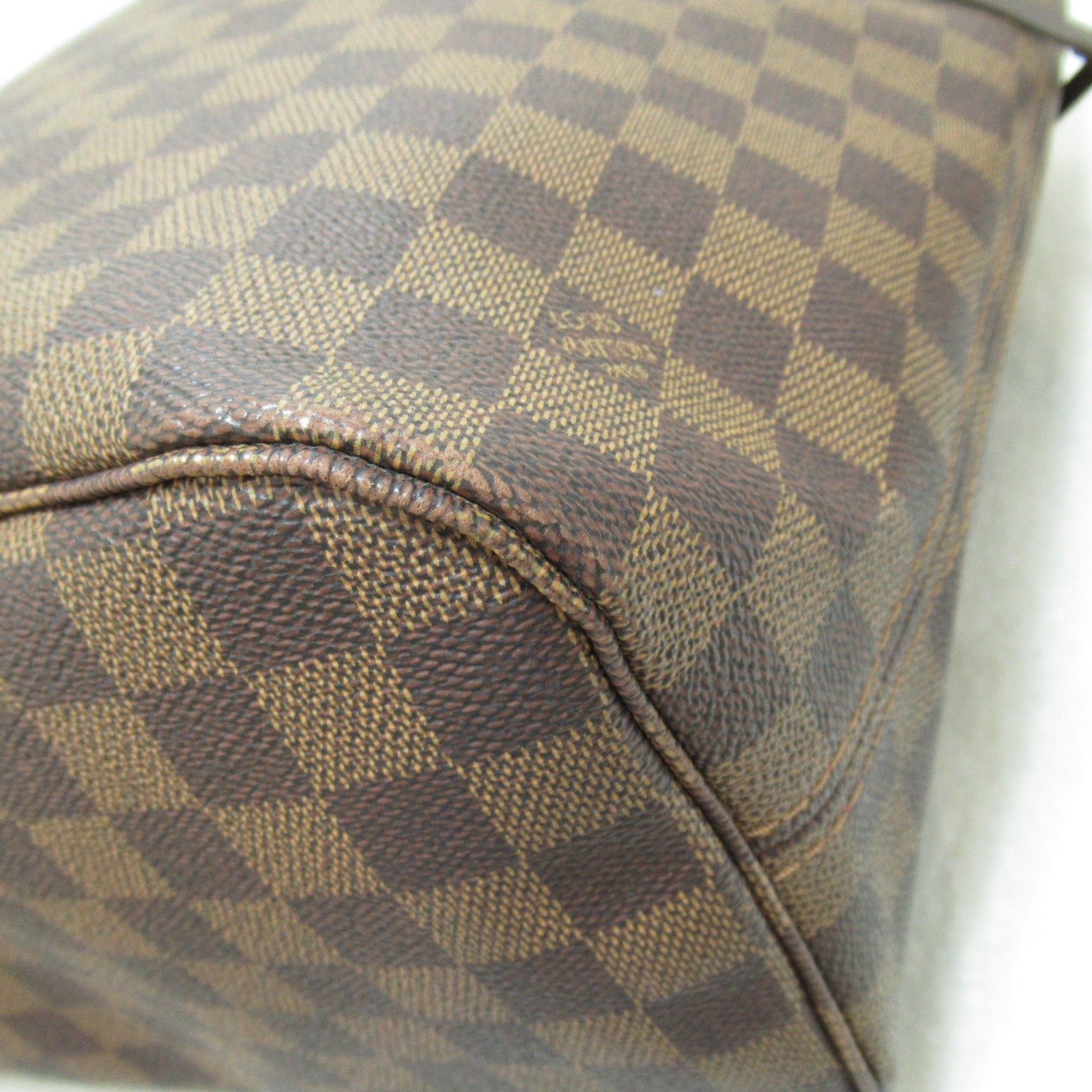 LOUIS VUITTON Damier Neverfull MM金扣手挽袋啡色