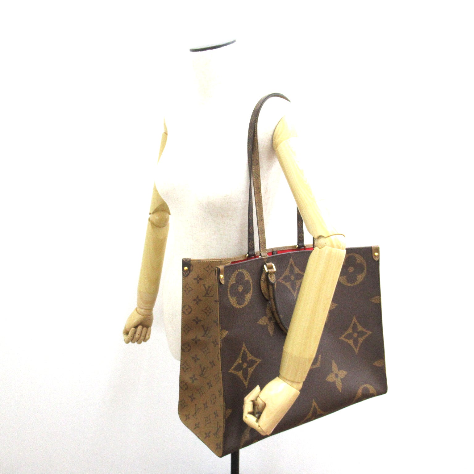 LOUIS VUITTON Monogram Reverse On the Go手挽肩背兩用袋啡色
