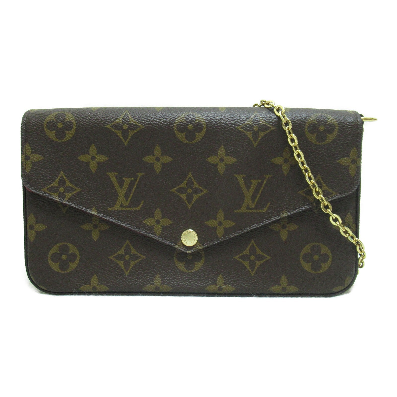LOUIS VUITTON Monogram Felicie Pochette金扣鏈帶肩背袋啡色
