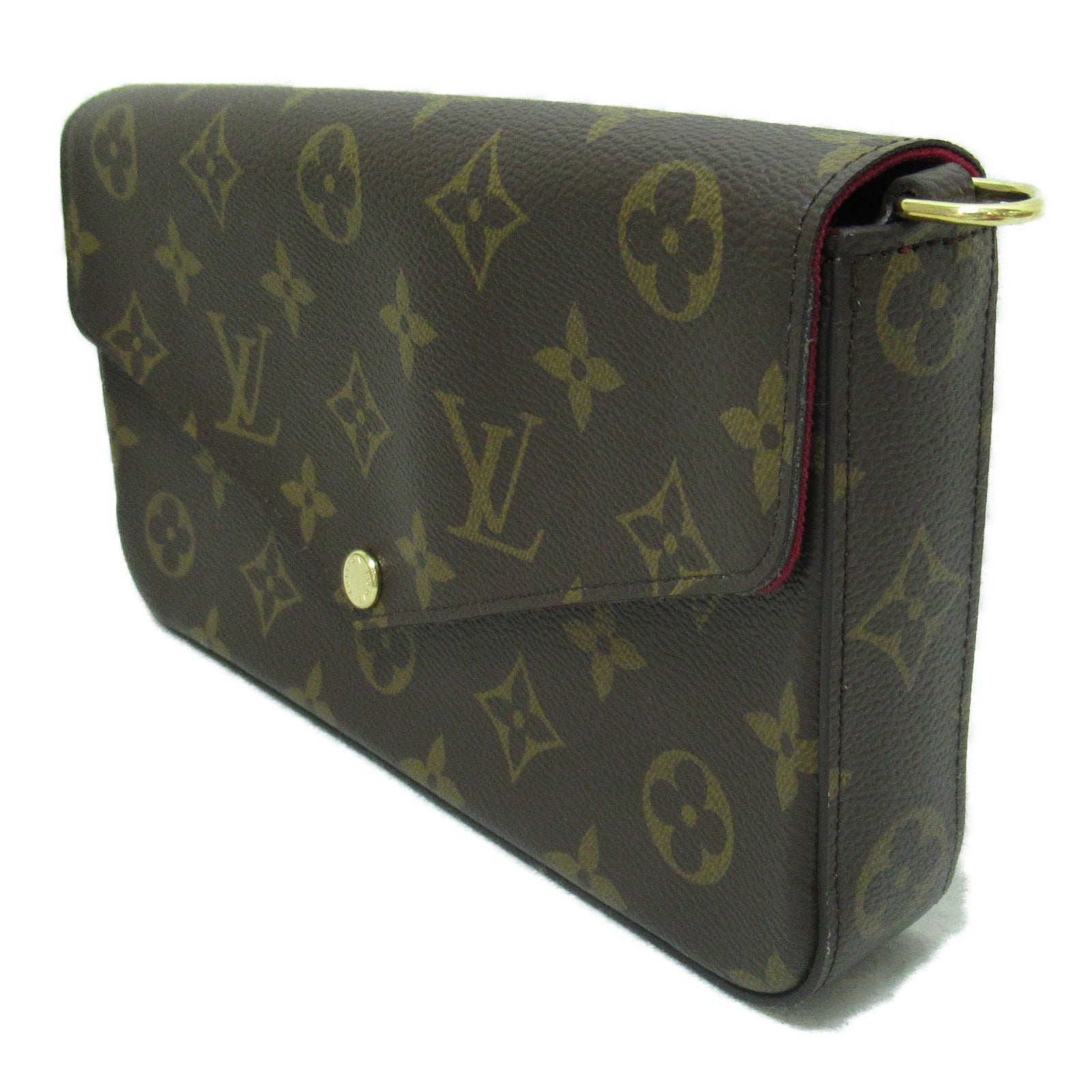 LOUIS VUITTON Monogram Felicie Pochette金扣鏈帶肩背袋啡色