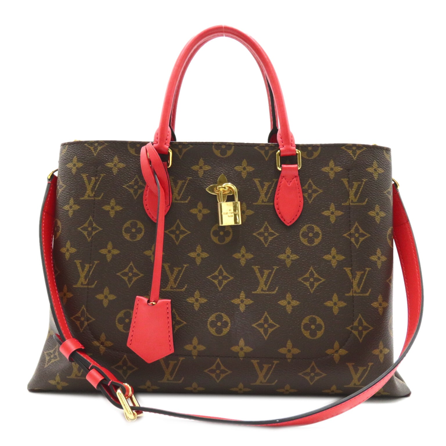 LOUIS VUITTON Monogram Flower Tote 2way Shoulder手挽肩背兩用袋紅色/啡色