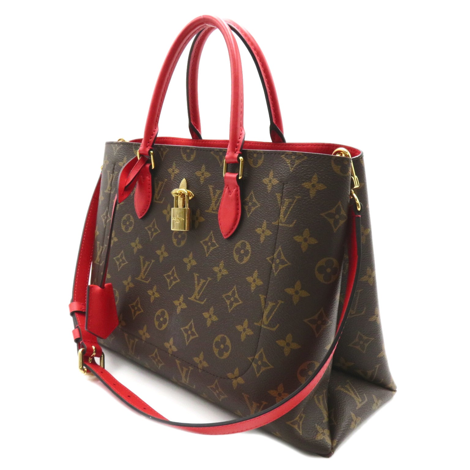 LOUIS VUITTON Monogram Flower Tote 2way Shoulder手挽肩背兩用袋紅色/啡色