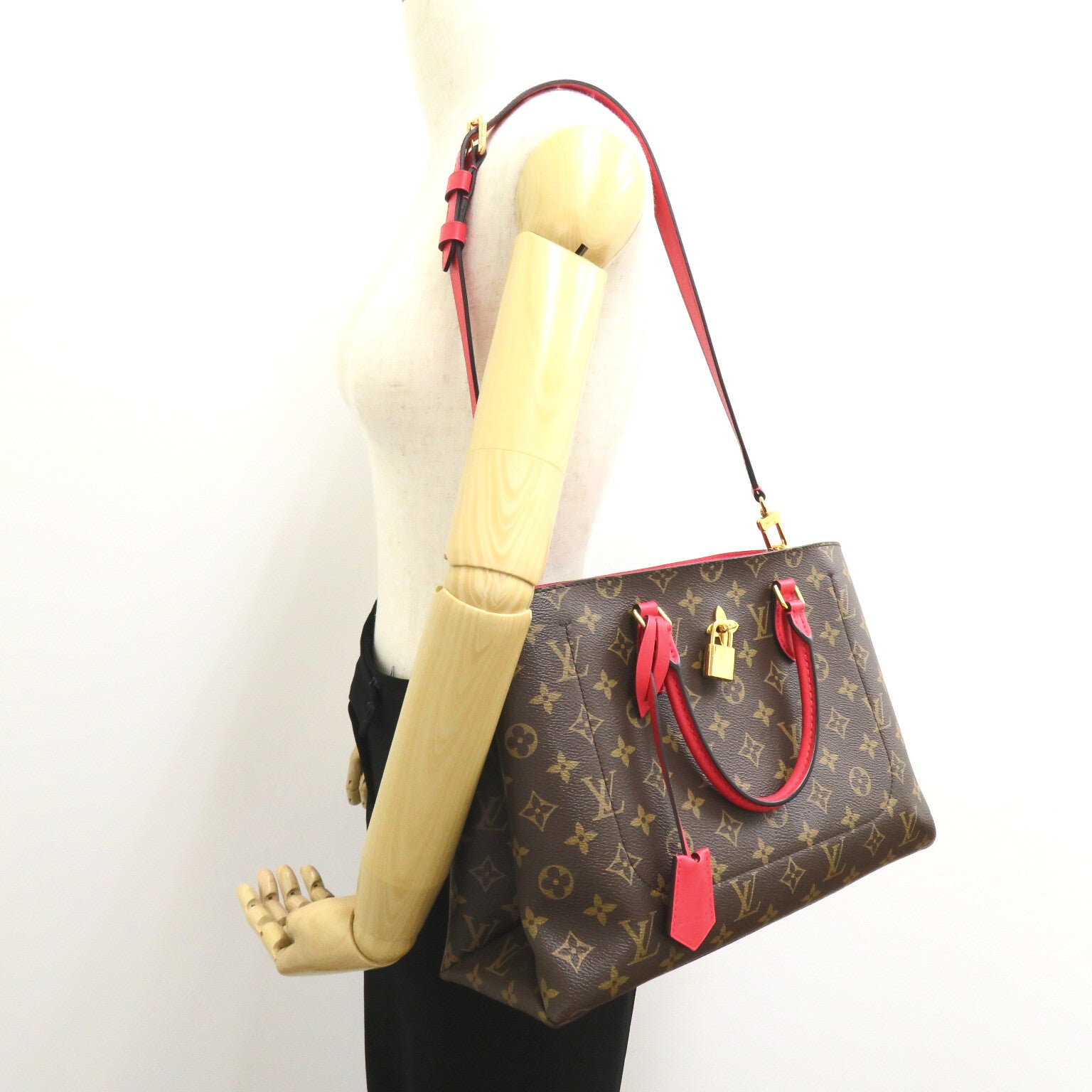 LOUIS VUITTON Monogram Flower Tote 2way Shoulder手挽肩背兩用袋紅色/啡色