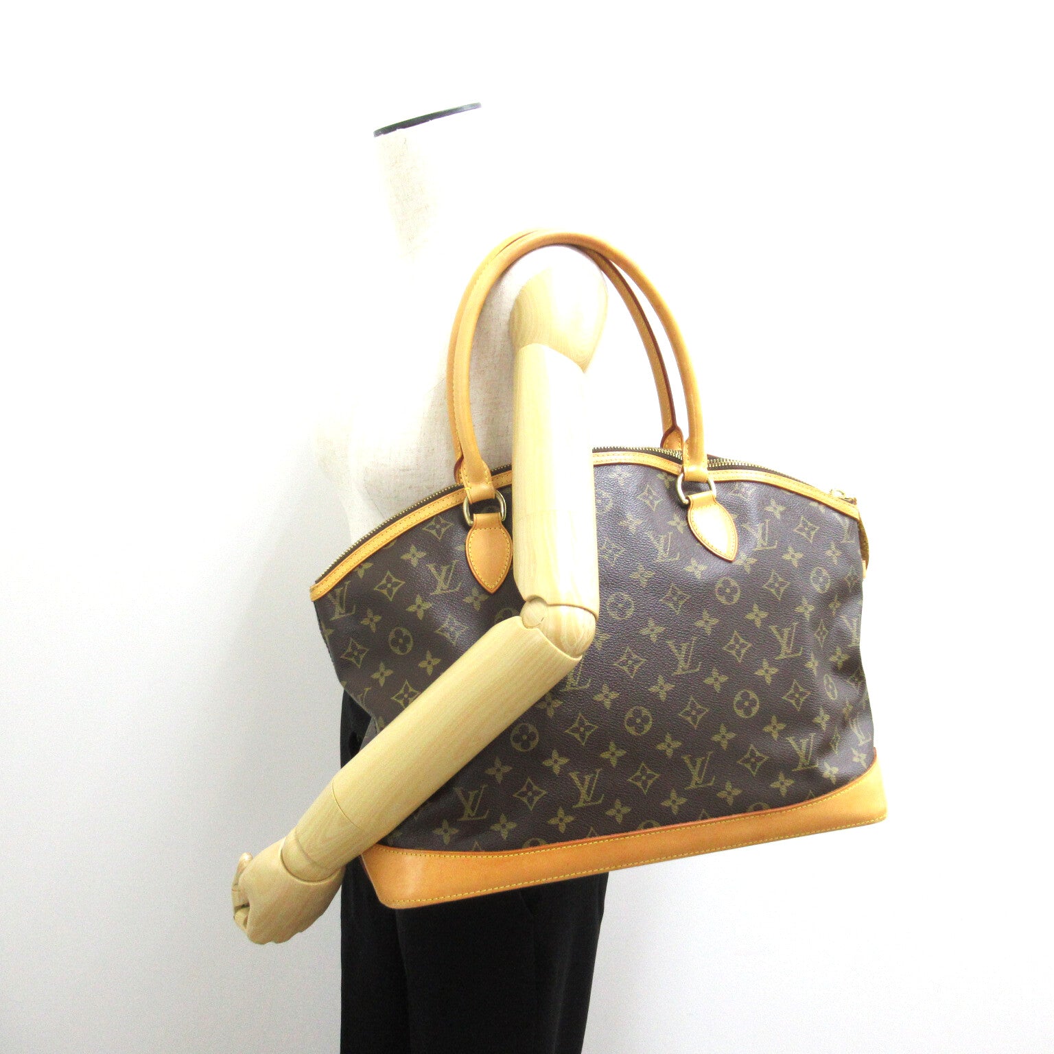 LOUIS VUITTON Monogram Lockit Horizontal金扣手挽袋啡色