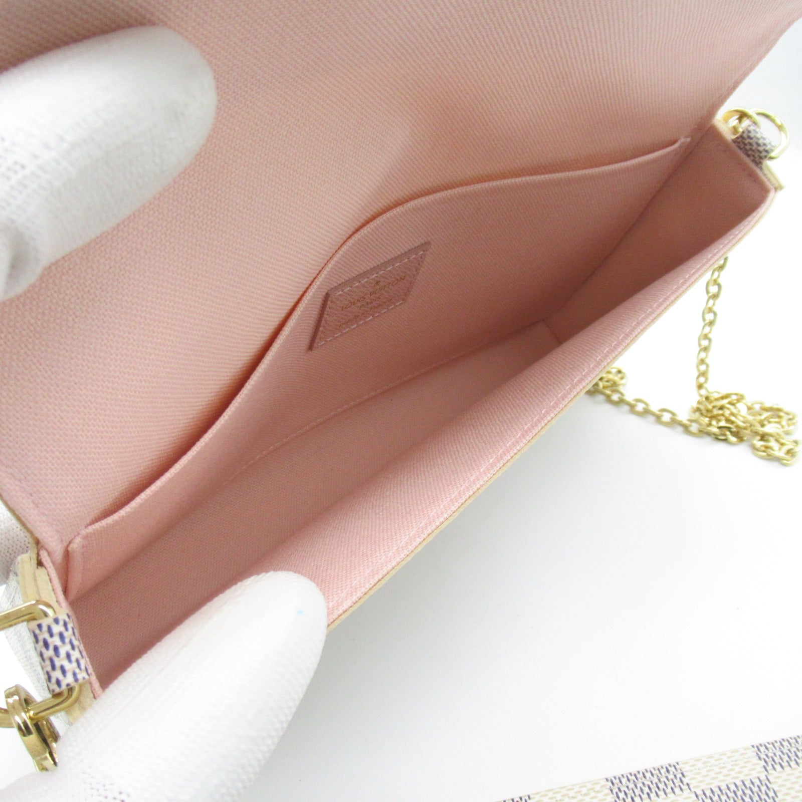 LOUIS VUITTON Damier Azur Pochette Felicie肩背袋米白色
