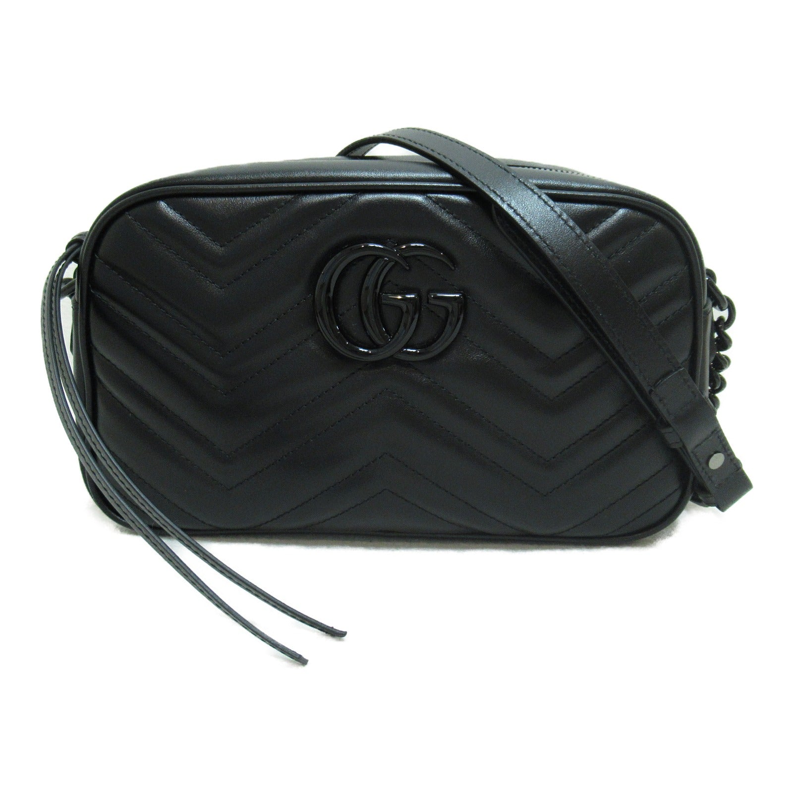 GUCCI 皮革GG Marmont肩背袋黑色