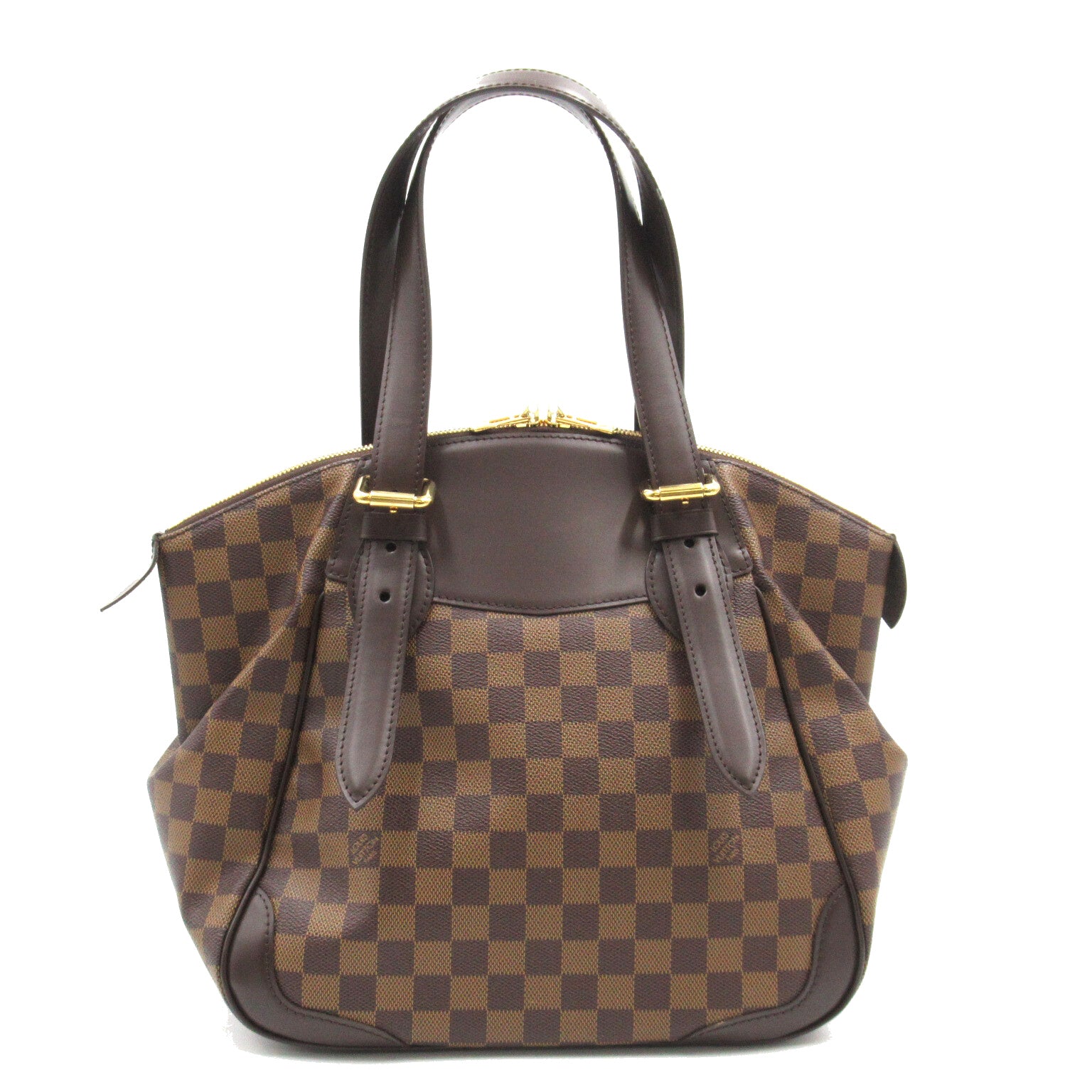 LOUIS VUITTON Damier Verona MM金扣肩背袋啡色