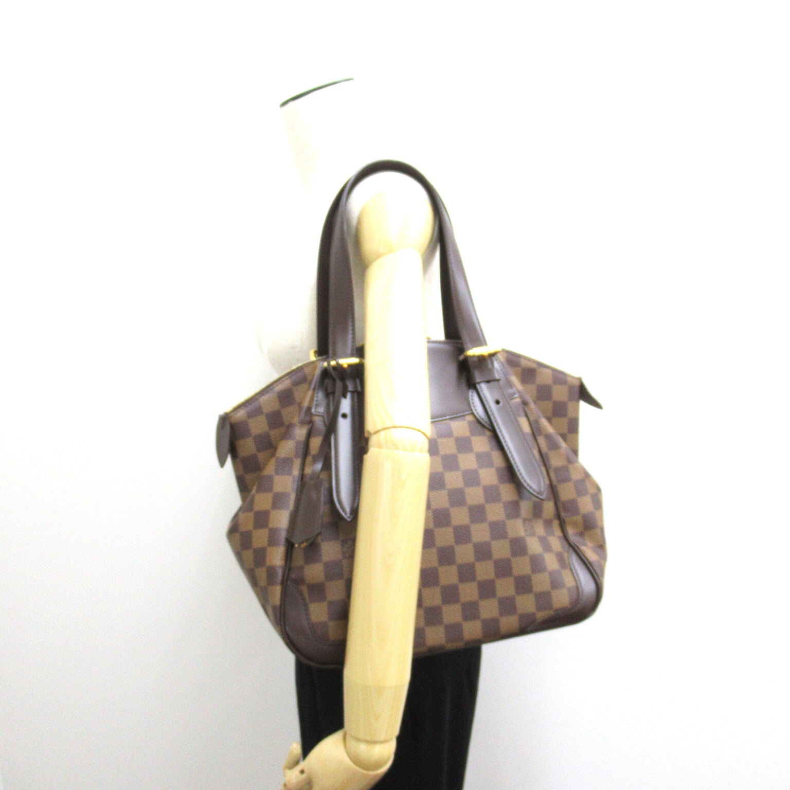 LOUIS VUITTON Damier Verona MM金扣肩背袋啡色