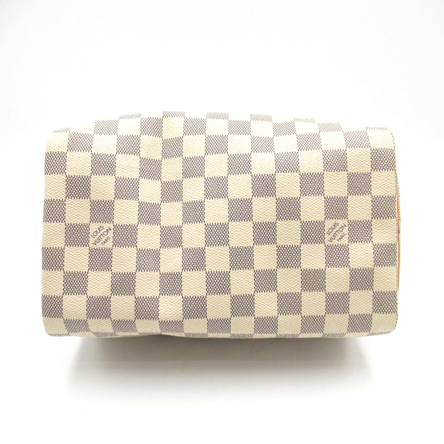 LOUIS VUITTON Damier Azur Speedy 25金扣手挽袋白色