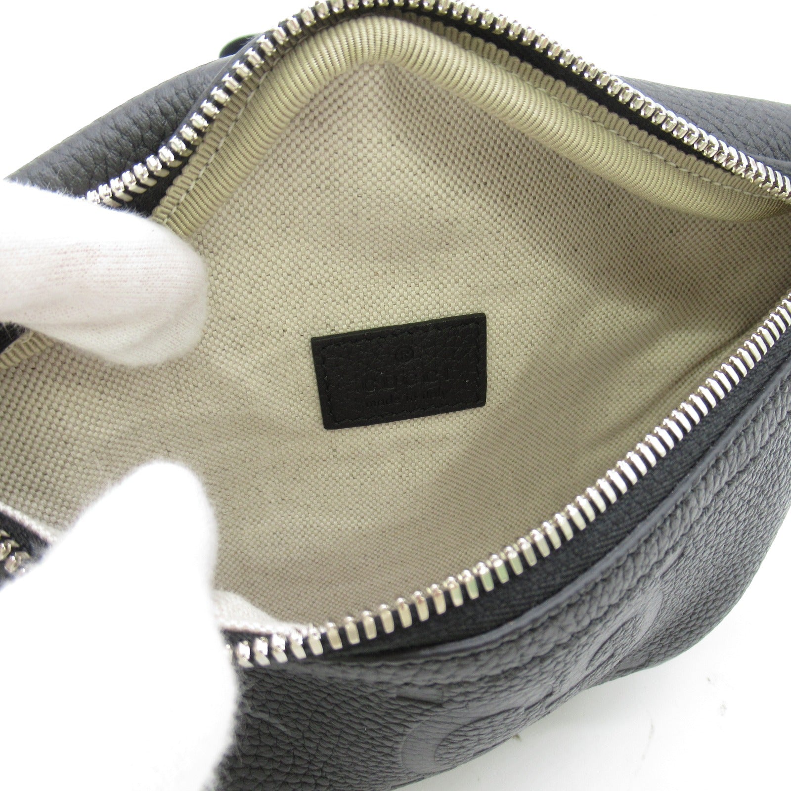 GUCCI 牛皮皮革GG Small Belt Waist Bag腰包/肩背袋黑色