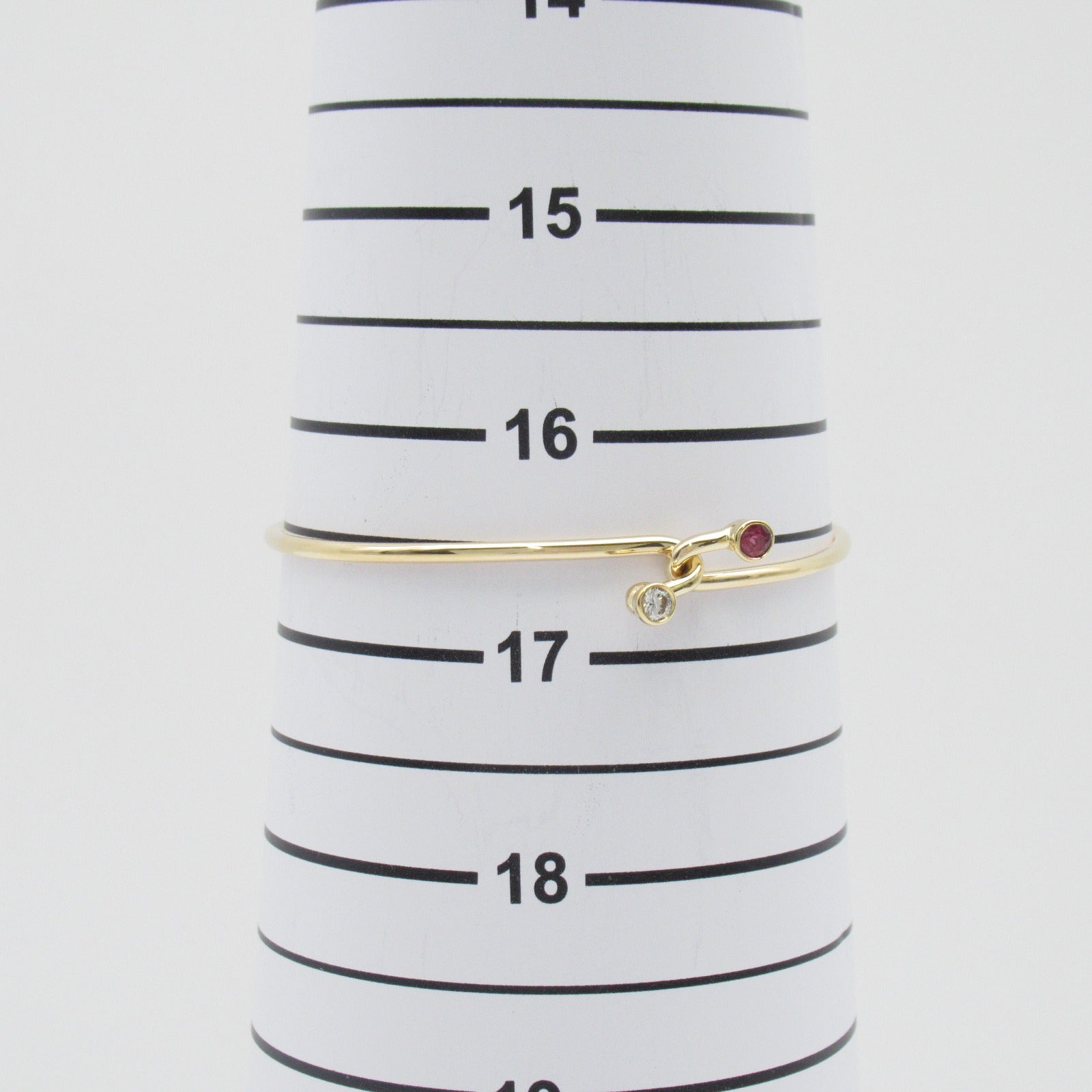 TIFFANY＆CO 18K黃金Double Hook Ruby Diamond Bangle紅寶石/鑽石手鐲