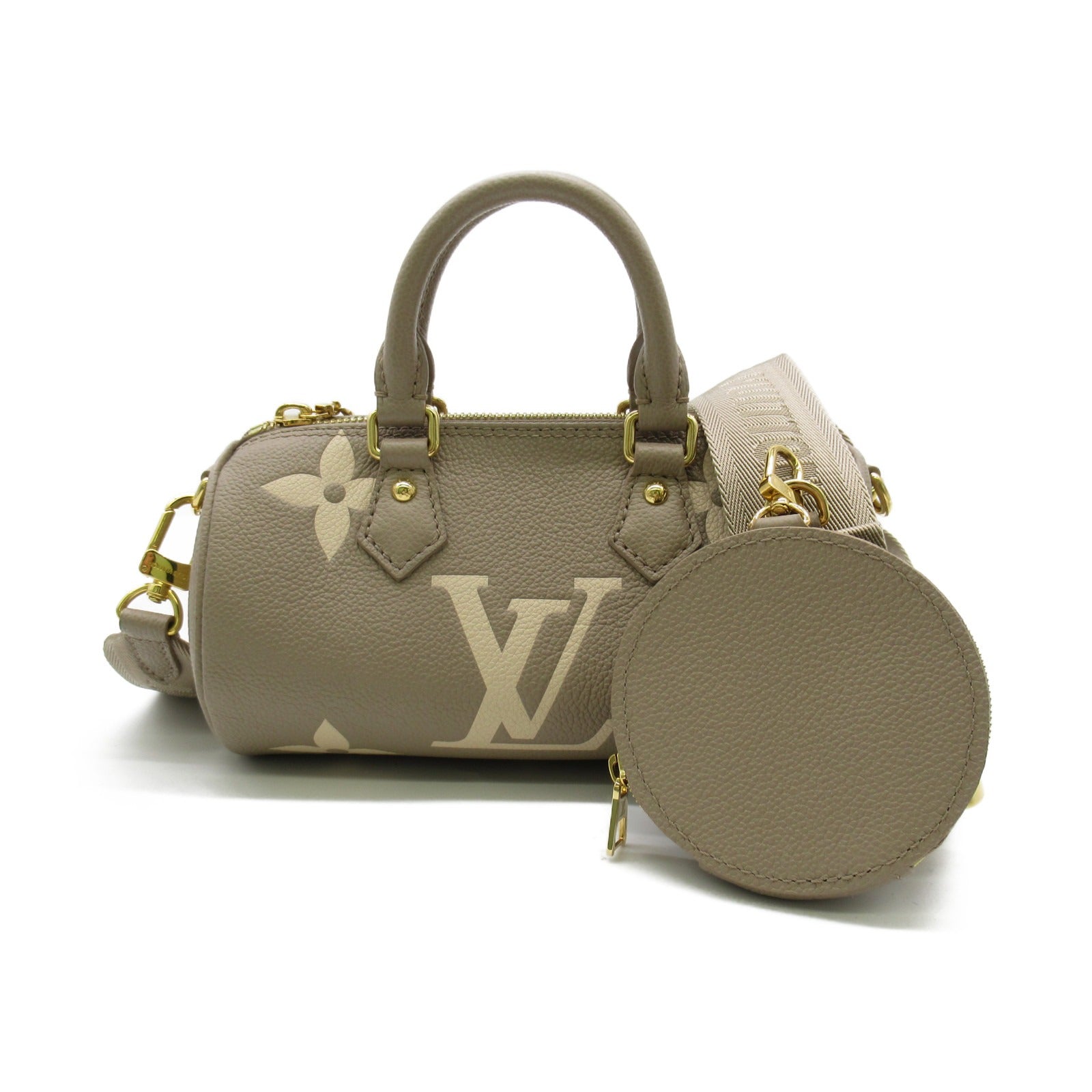 LOUIS VUITTON Monogram Empreinte Papillon BB金扣肩背袋米色
