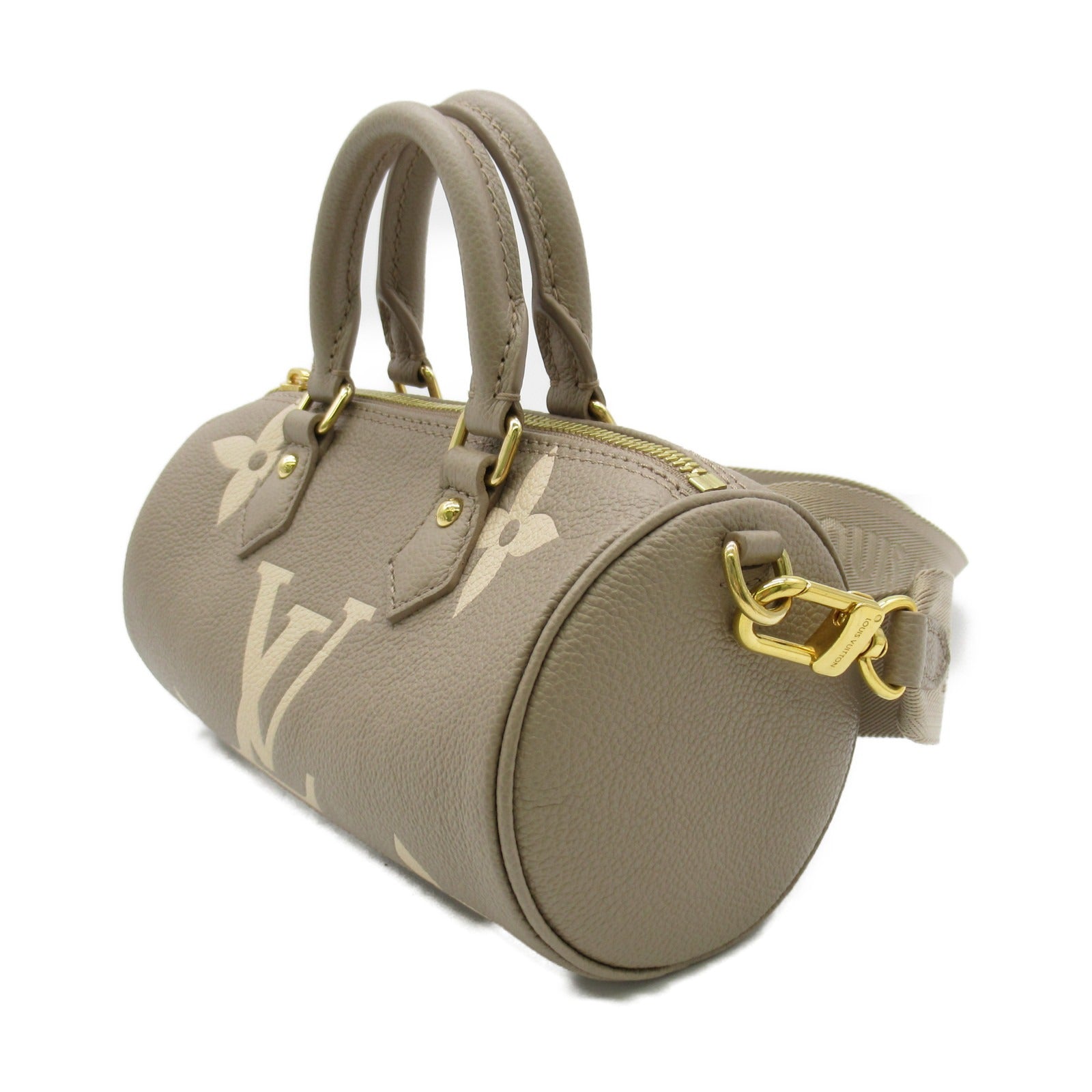 LOUIS VUITTON Monogram Empreinte Papillon BB金扣肩背袋米色
