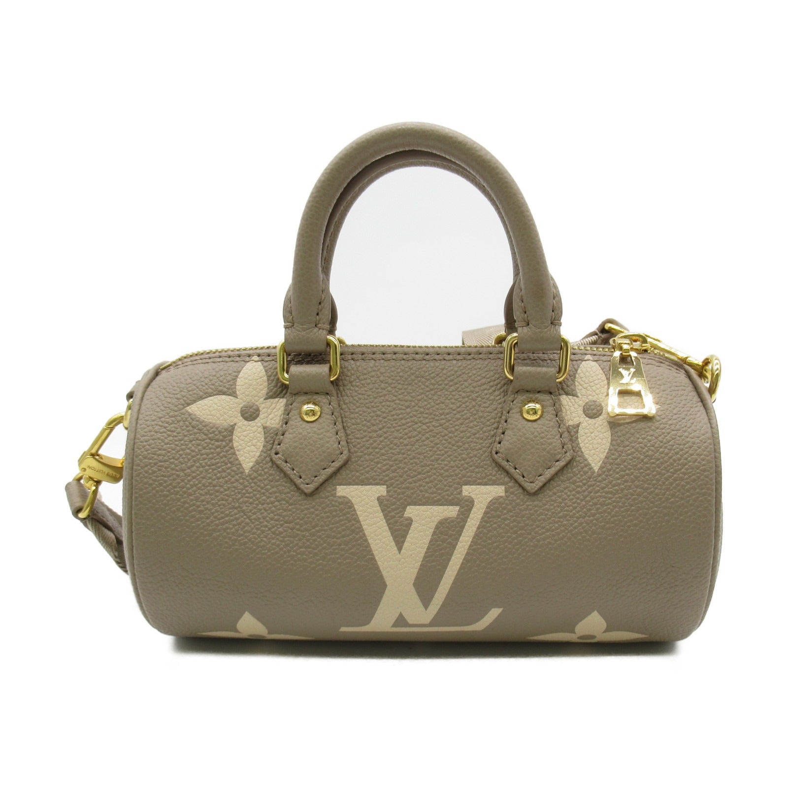 LOUIS VUITTON Monogram Empreinte Papillon BB金扣肩背袋米色