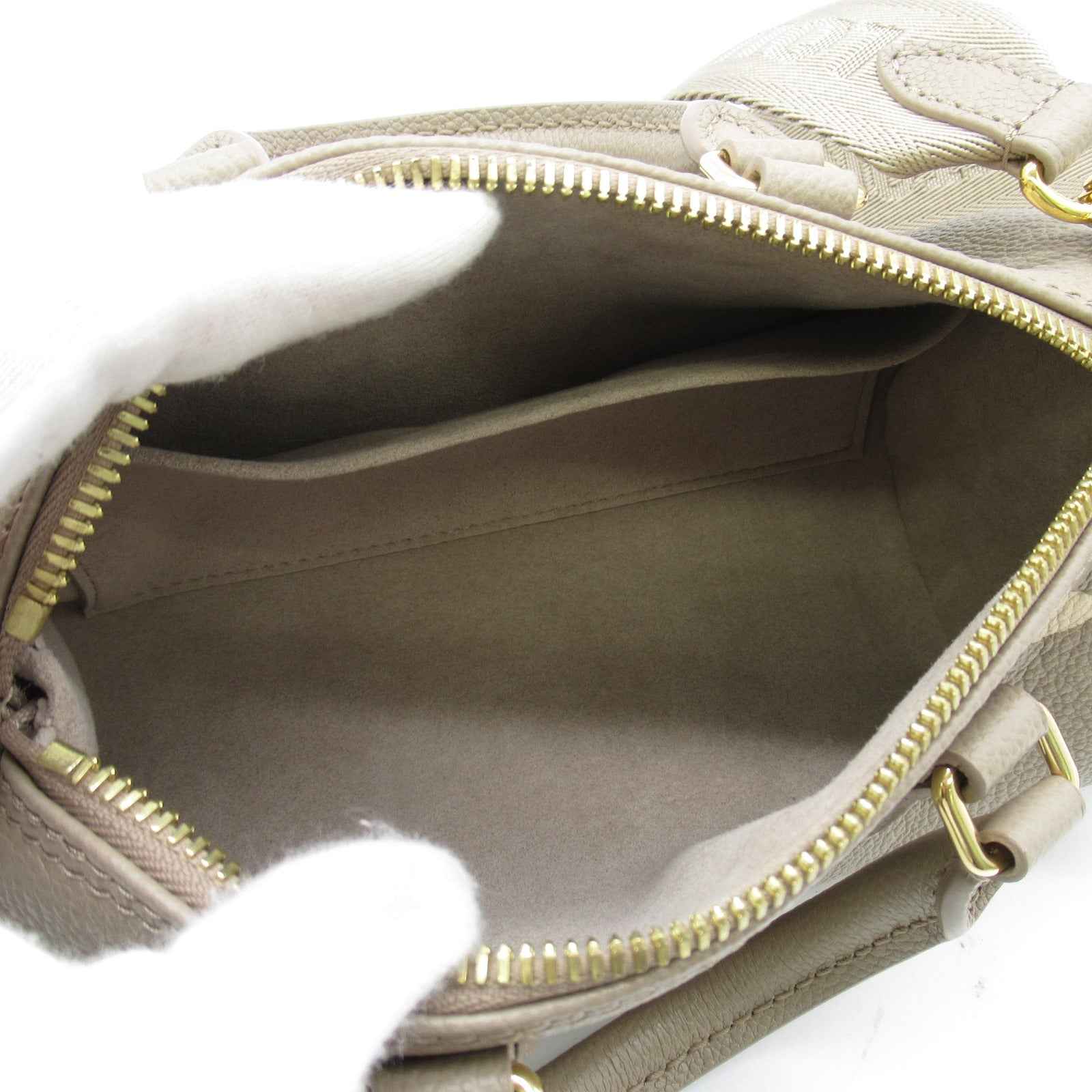 LOUIS VUITTON Monogram Empreinte Papillon BB金扣肩背袋米色