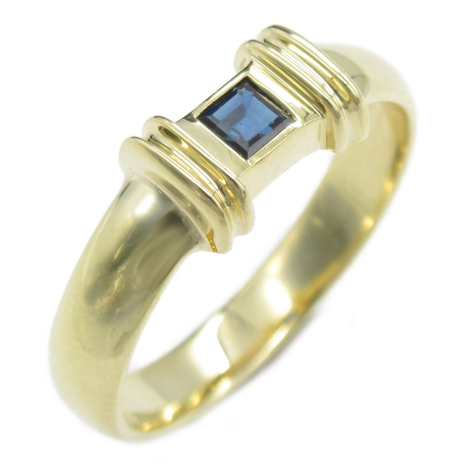 TIFFANY＆CO 18K黃金Stacking Band Sapphire Ring藍寶石戒指US#6.5