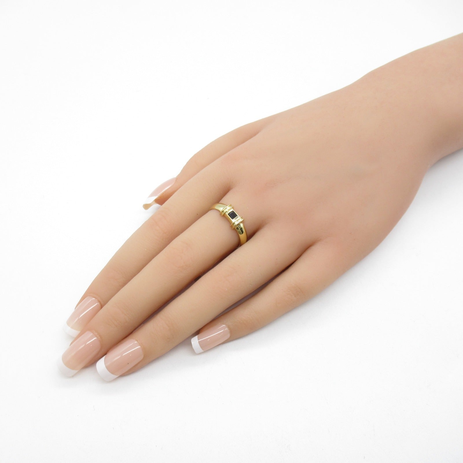 TIFFANY＆CO 18K黃金Stacking Band Sapphire Ring藍寶石戒指US#6.5