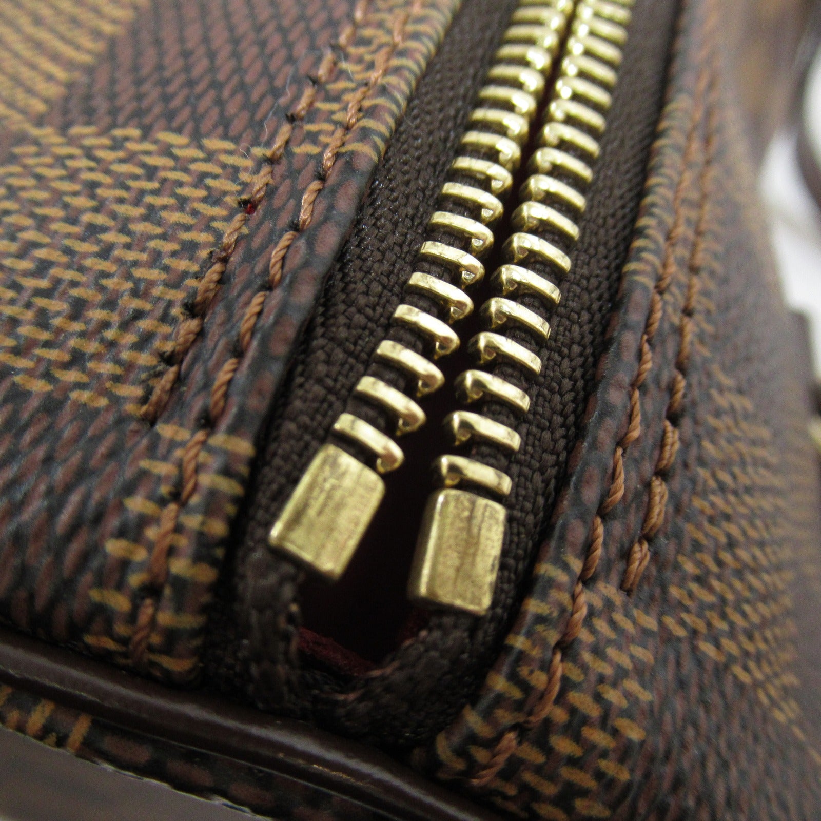 LOUIS VUITTON Damier Papillon GM金扣肩背袋棕色