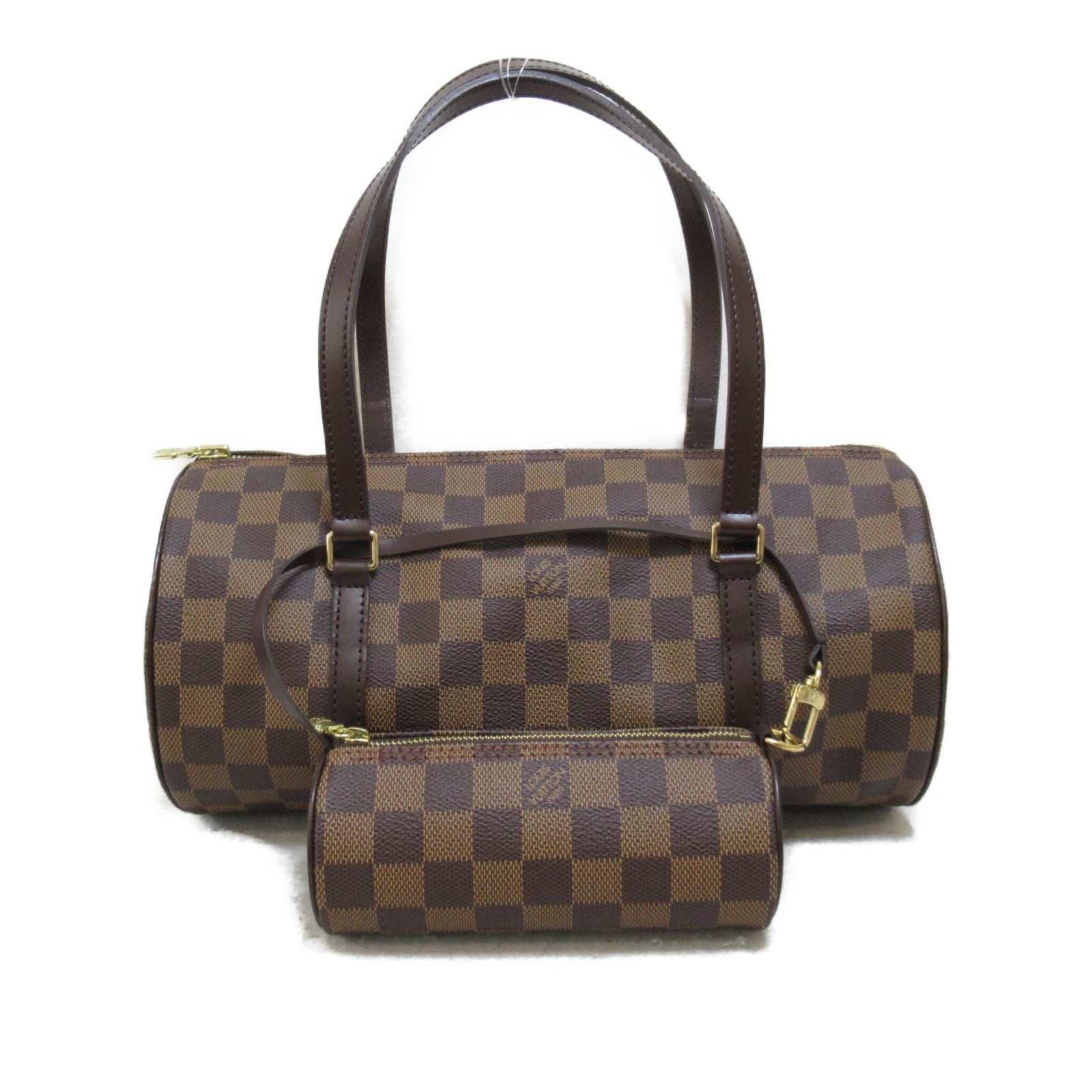 LOUIS VUITTON Damier Papillon GM金扣肩背袋棕色