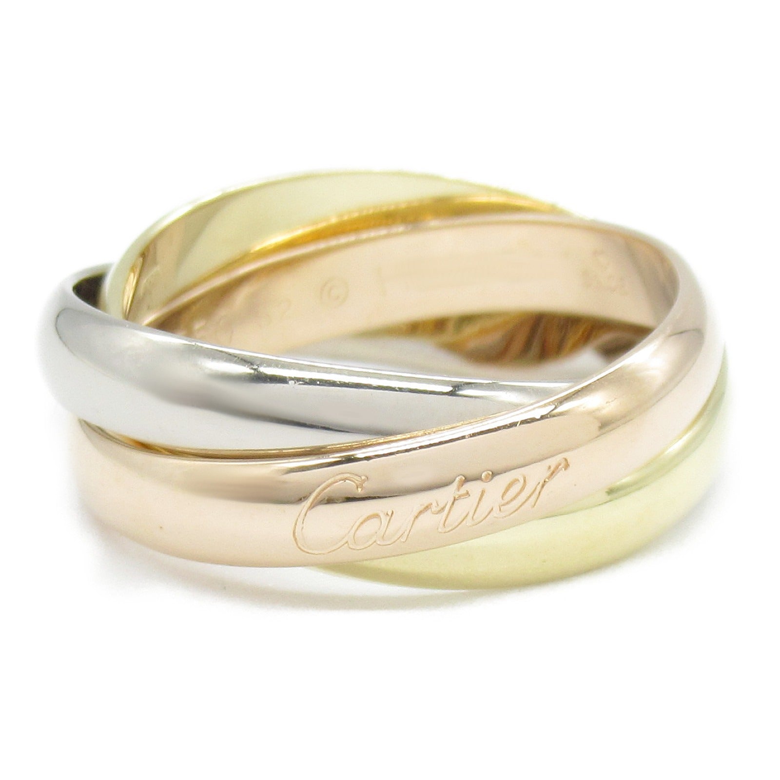 CARTIER 18K黃金/白金/玫瑰金Trinity戒指Cartier#52/US#6
