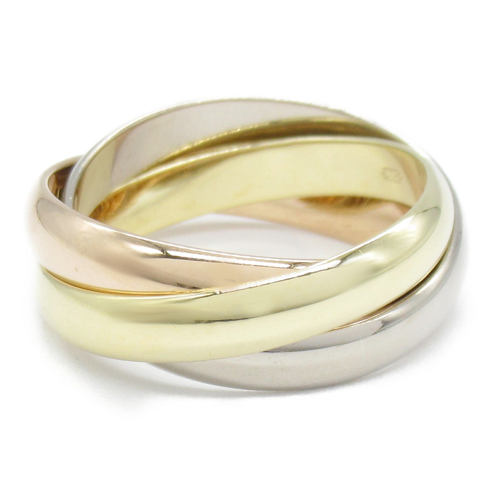 CARTIER 18K黃金/白金/玫瑰金Trinity戒指Cartier#52/US#6